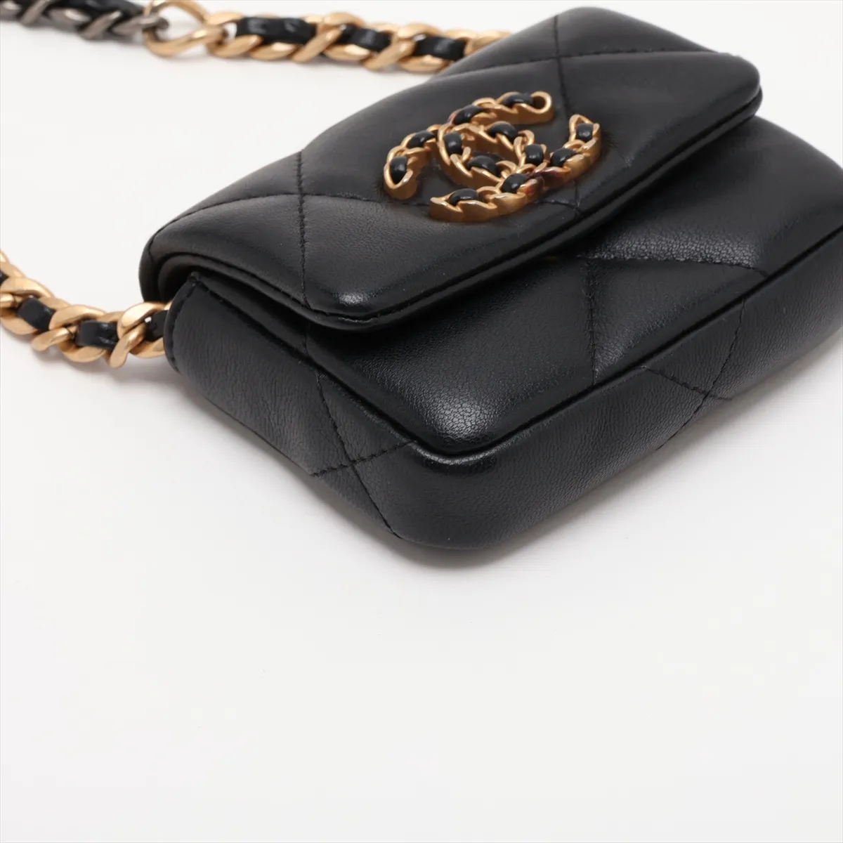 Matelassé Lambskin Waist Pouch, Black with Gold and Silver Hardware, Item Number 31717669 (Serial Number 31) — view 4