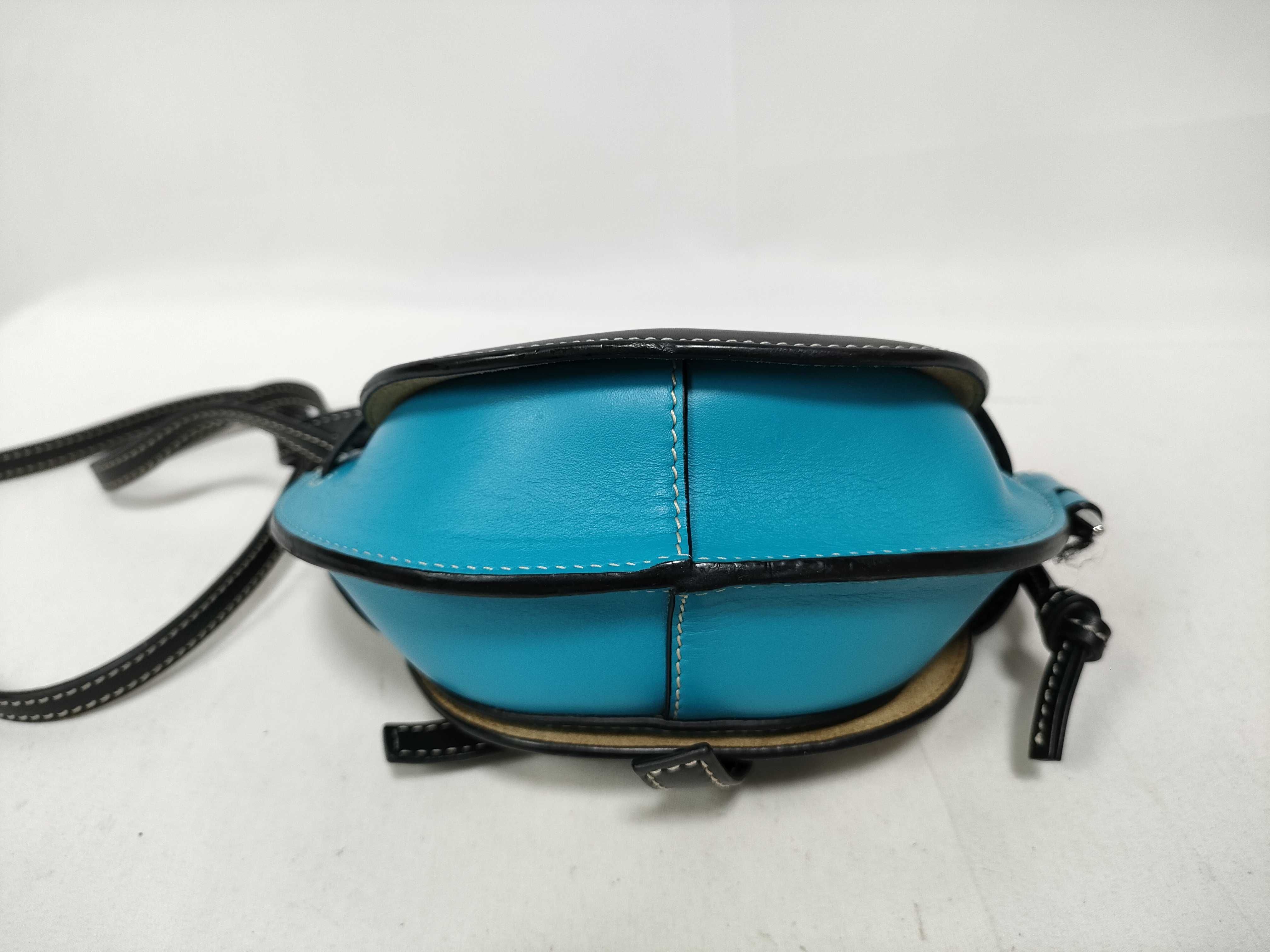 PH - William De Morgan Mini Embroidered Blue Leather Floral Gate Crossbody Shoulder Bag — view 3