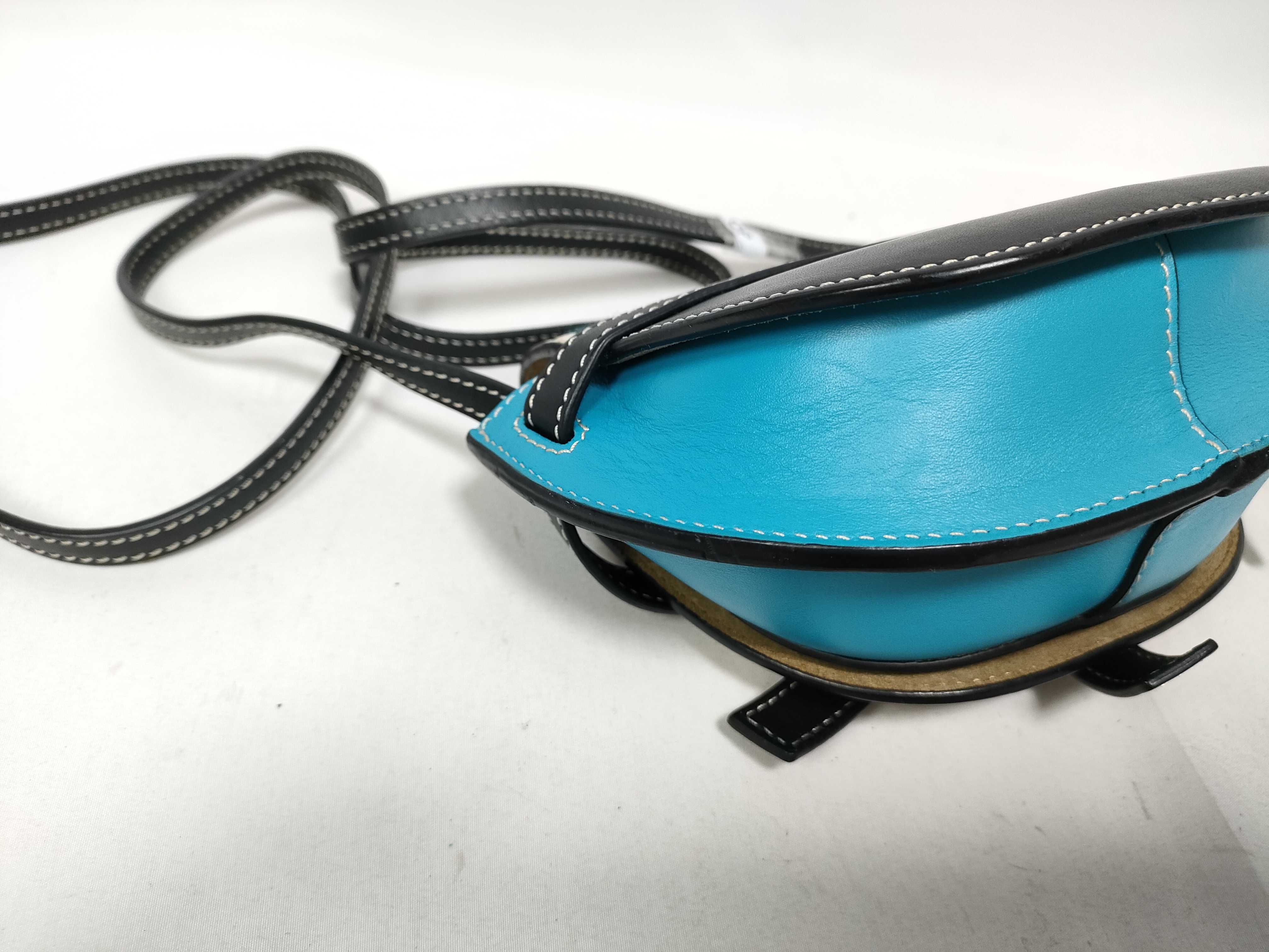 PH - William De Morgan Mini Embroidered Blue Leather Floral Gate Crossbody Shoulder Bag — view 4