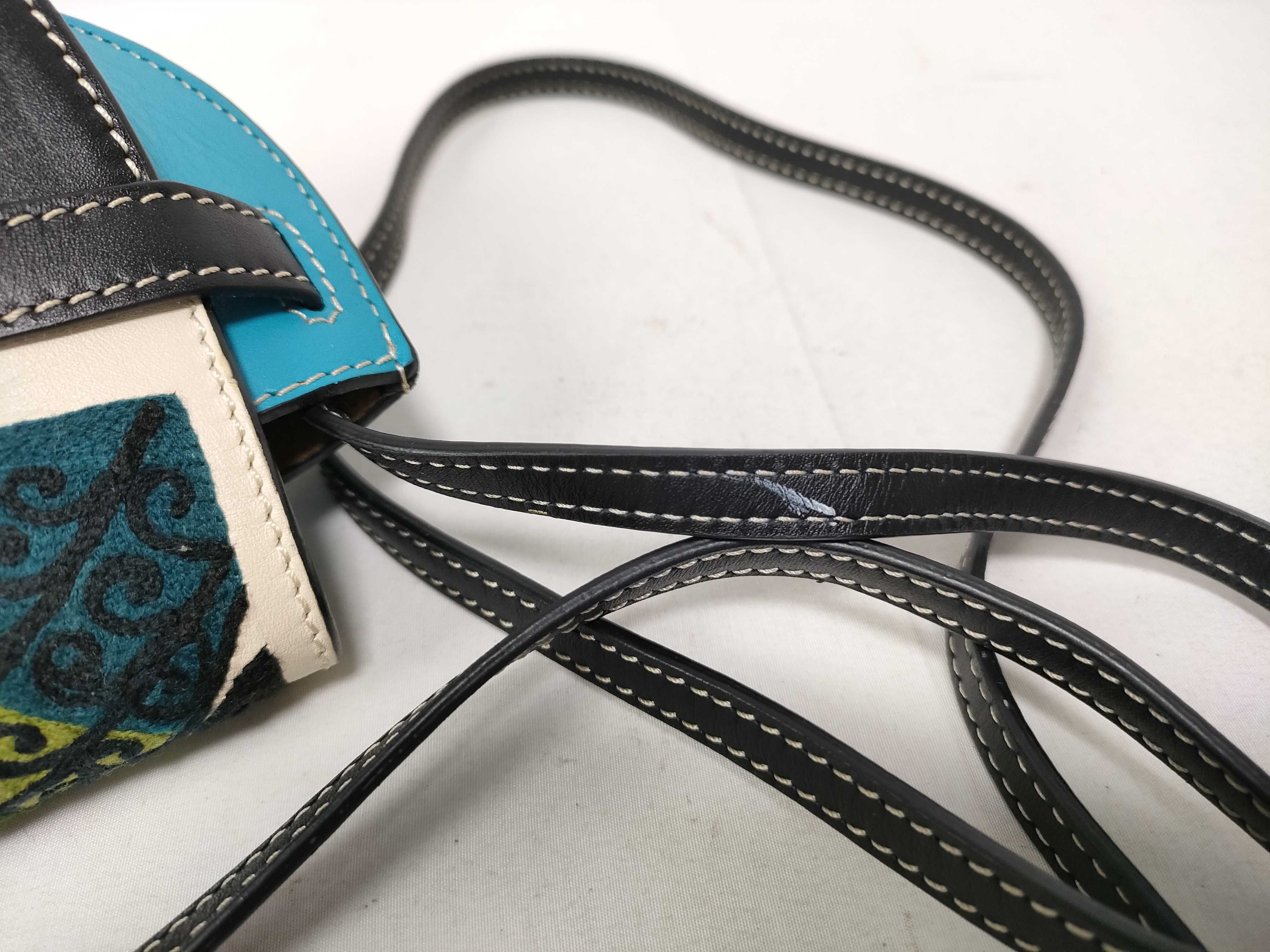PH - William De Morgan Mini Embroidered Blue Leather Floral Gate Crossbody Shoulder Bag — view 6