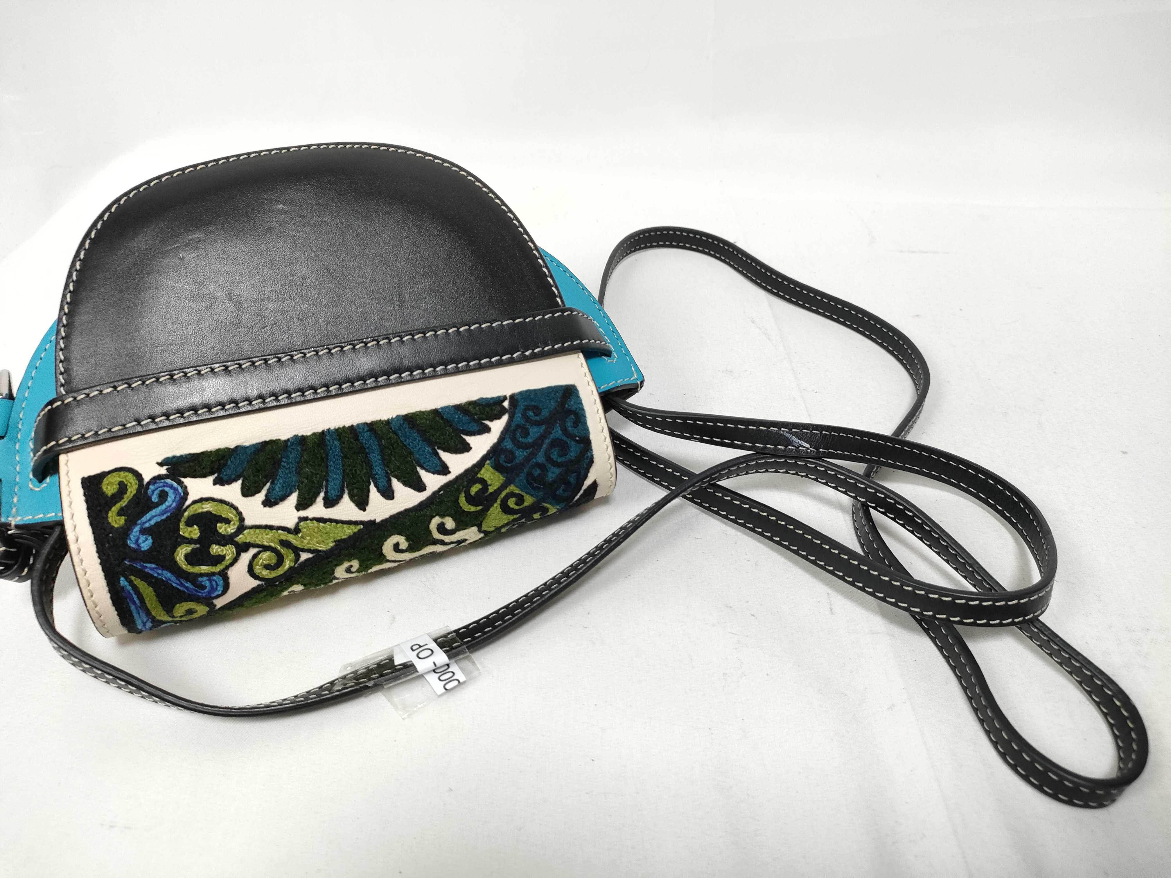 PH - William De Morgan Mini Embroidered Blue Leather Floral Gate Crossbody Shoulder Bag — view 7