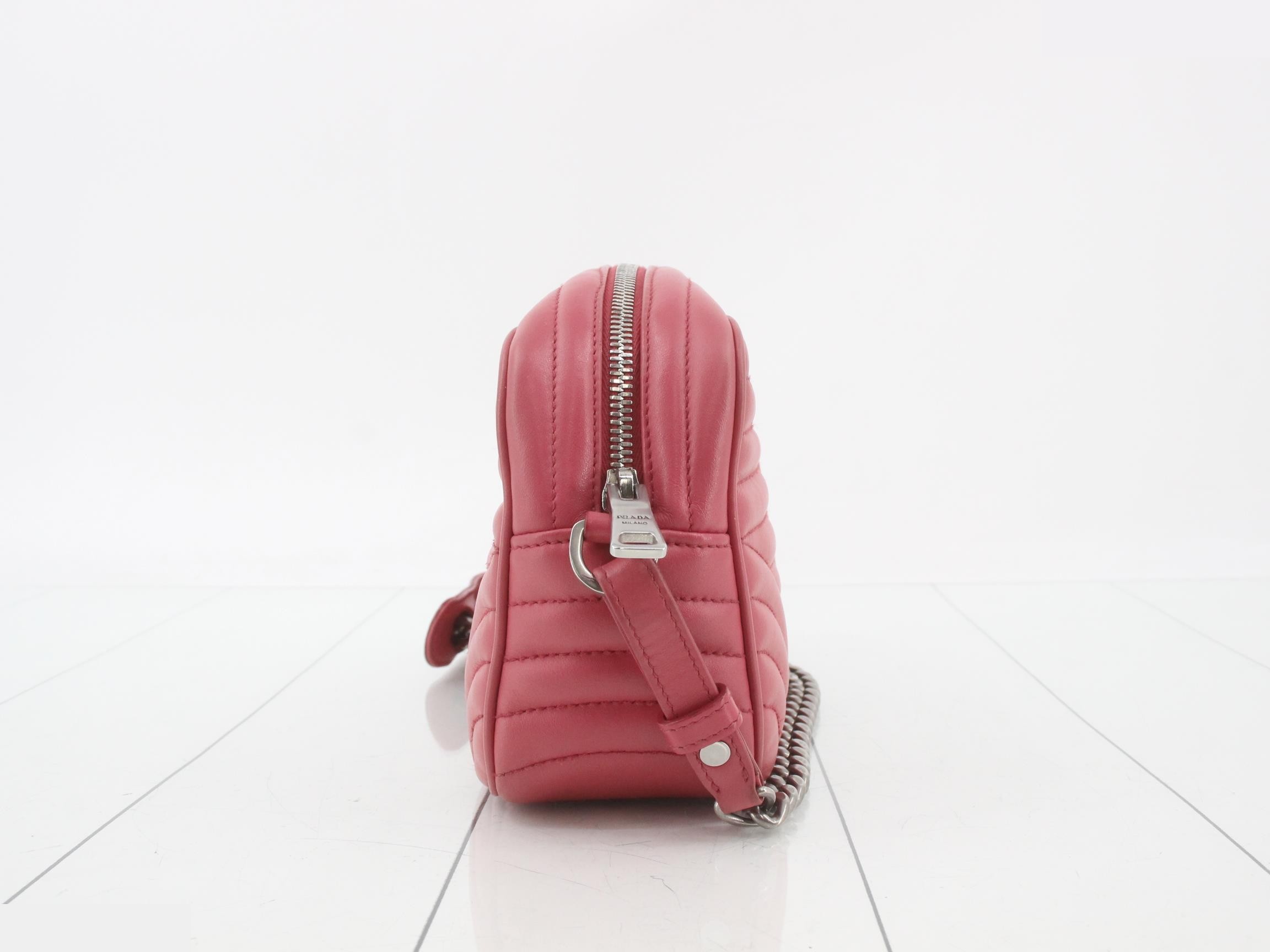 Diagram Shoulder Bag, Calfskin, Pink — view 4