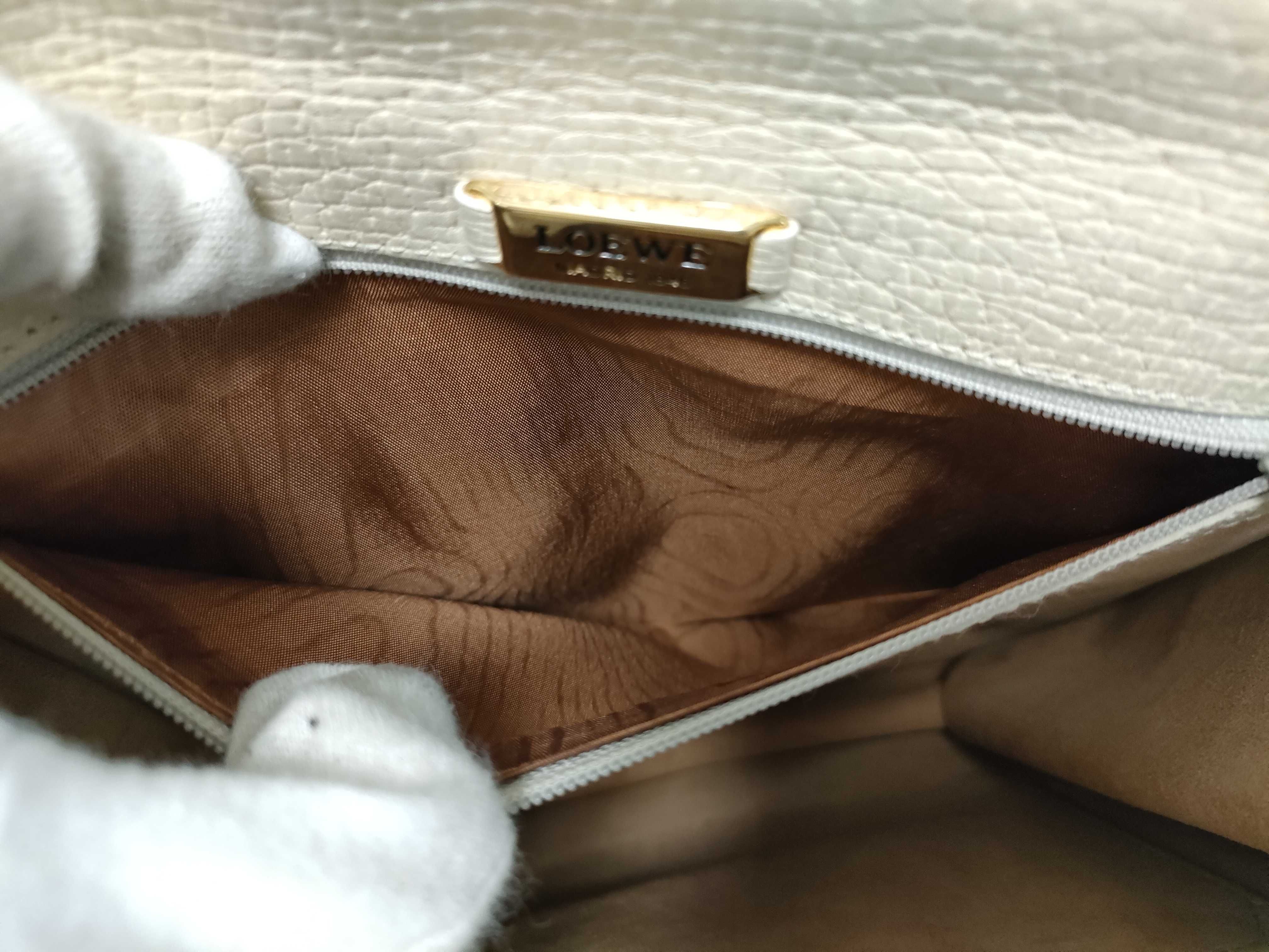 Barcelona 2-Way Leather Handbag, Ivory — view 12