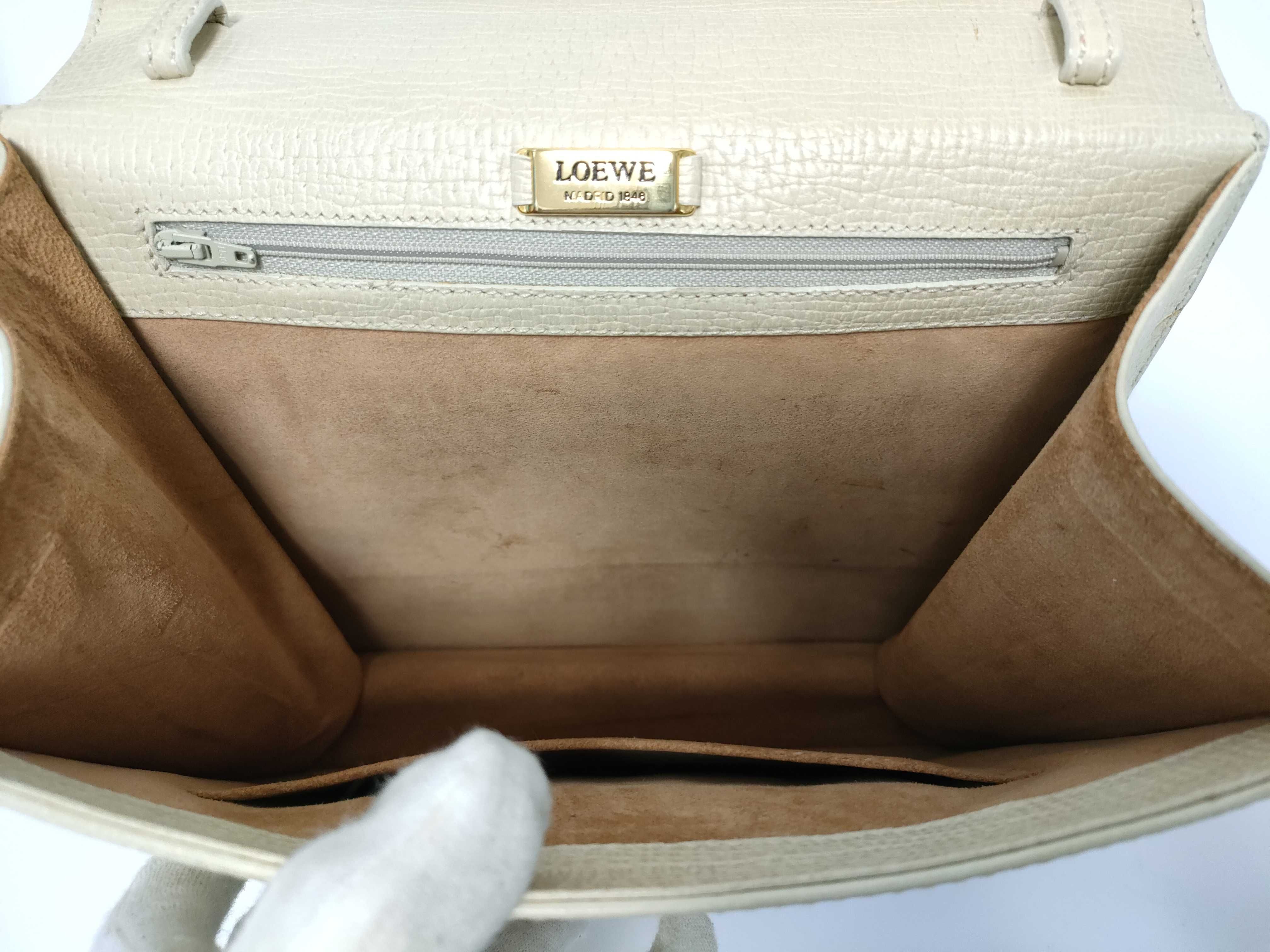 Barcelona 2-Way Leather Handbag, Ivory — view 10