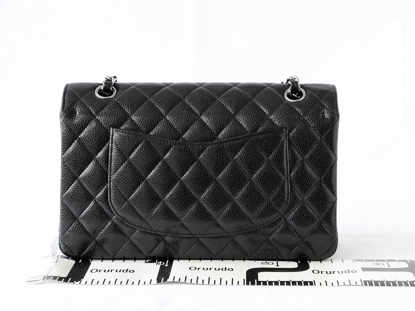Caviar leather Matelassé 25 Double flap Double chain shoulder bag, black — view 2