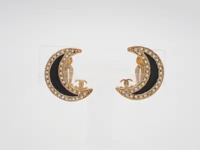 Crescent Moon Rhinestone Earrings