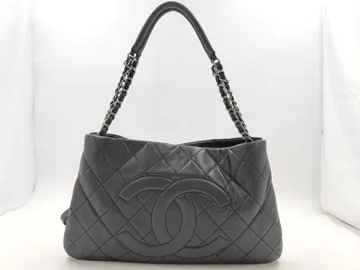 BAG CAVIAR SKIN CHAIN ​​TOTE BLACK Tote Bag
