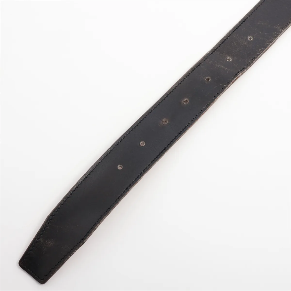 H-belt, Storie G:2003, Belt, 95, Leather, Black x Silver. Shows signs of wear: — view 3