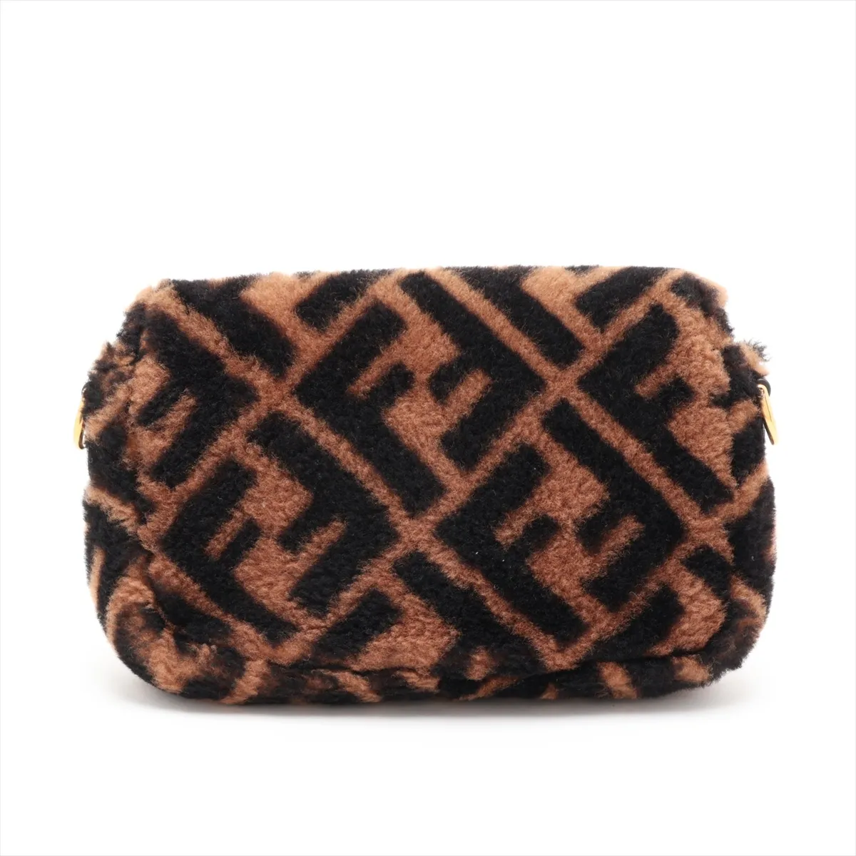 Zucca Mini Bucket Fur and Leather Chain Shoulder Bag, Brown, 8BS017 (Strap not included) — view 2