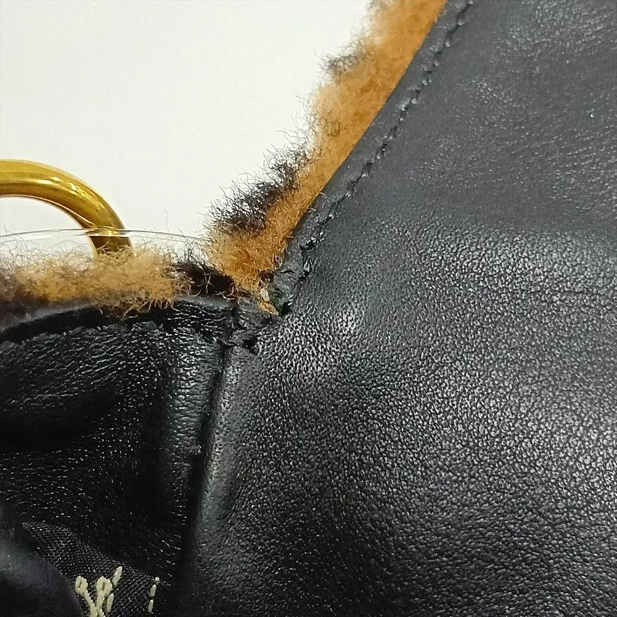 Zucca Mini Bucket Fur and Leather Chain Shoulder Bag, Brown, 8BS017 (Strap not included) — view 12