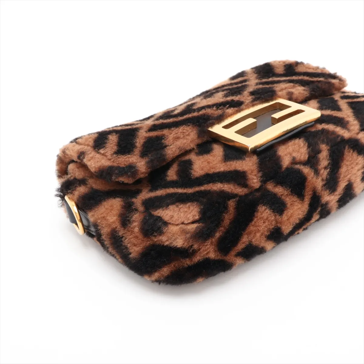 Zucca Mini Bucket Fur and Leather Chain Shoulder Bag, Brown, 8BS017 (Strap not included) — view 4