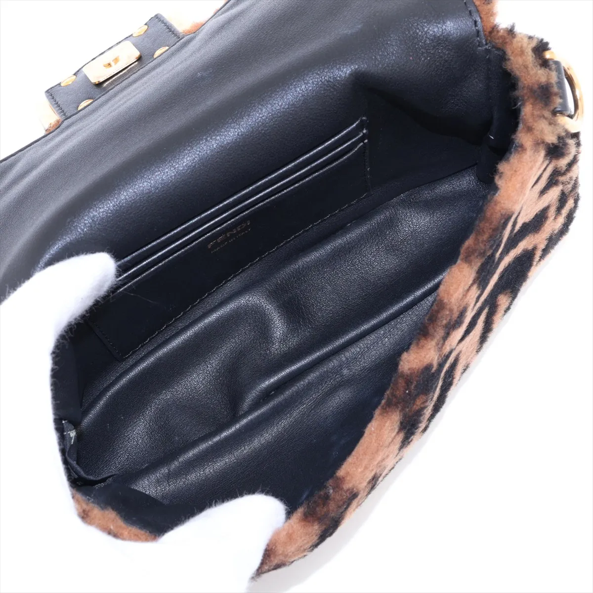 Zucca Mini Bucket Fur and Leather Chain Shoulder Bag, Brown, 8BS017 (Strap not included) — view 6