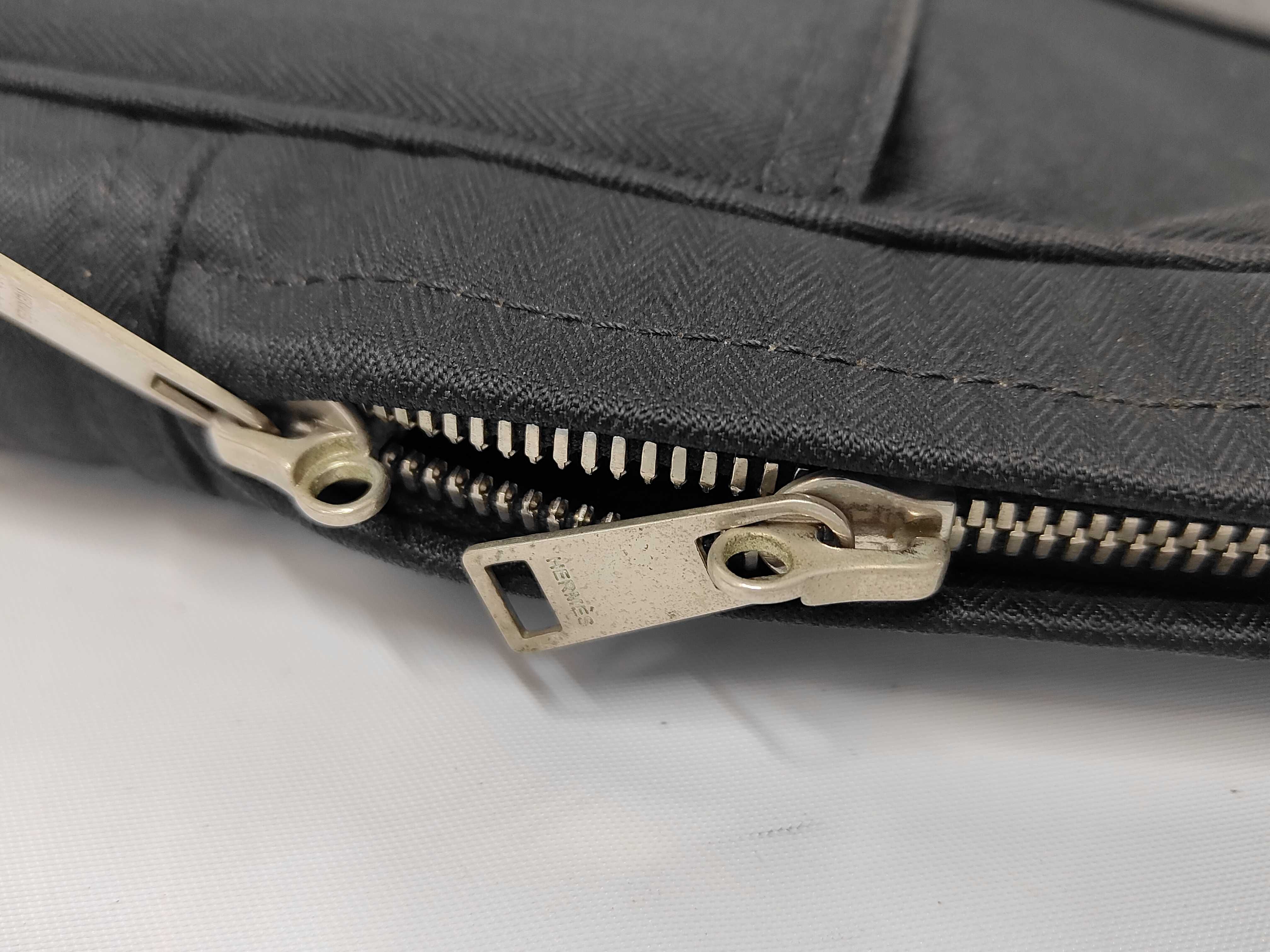 Acapulco Odinateur Toile Chevron x Leather Noir Silver Hardware Handbag — view 8