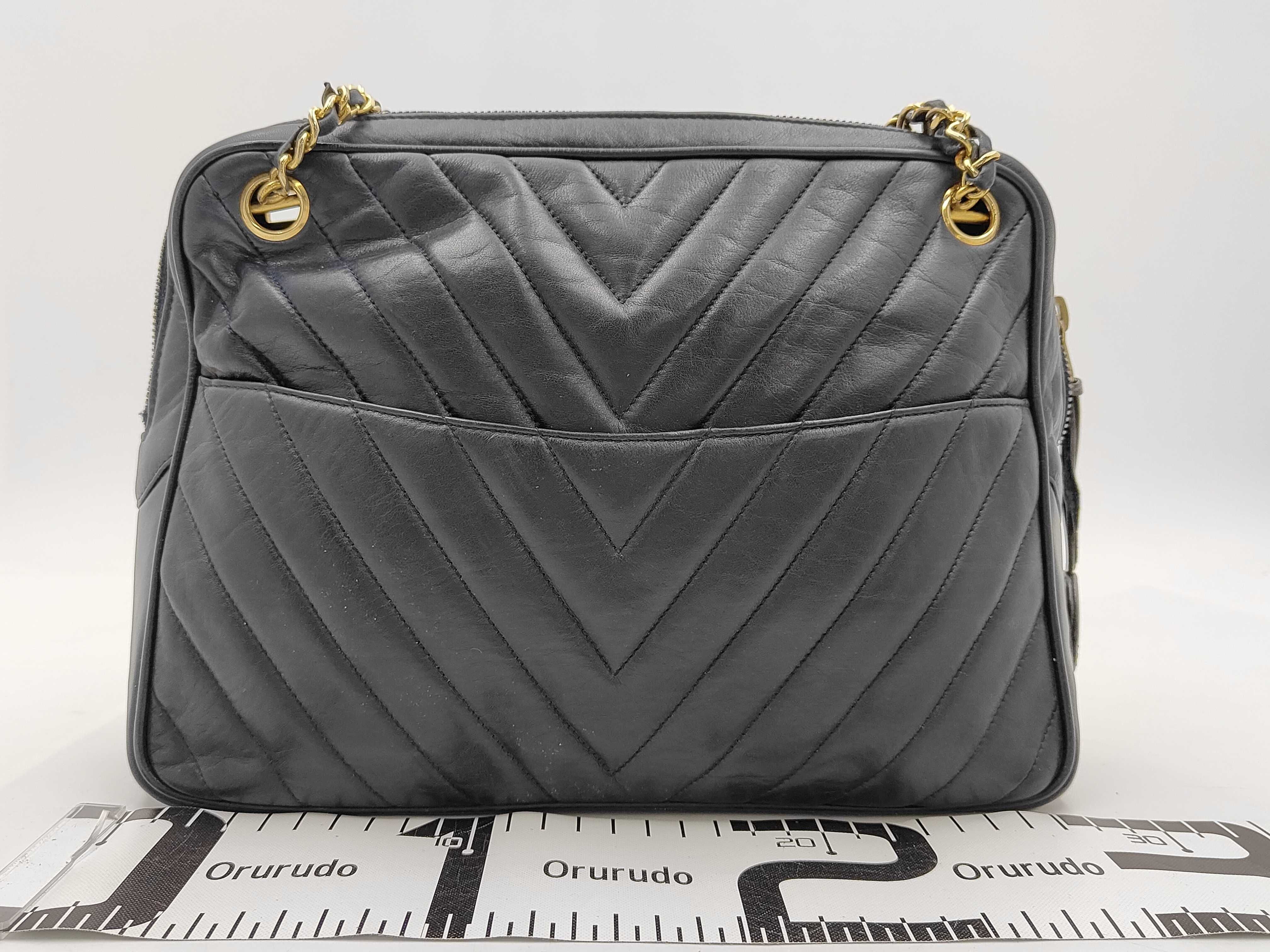 Shoulder Bag, V-Stitch, Navy Gold — view 2