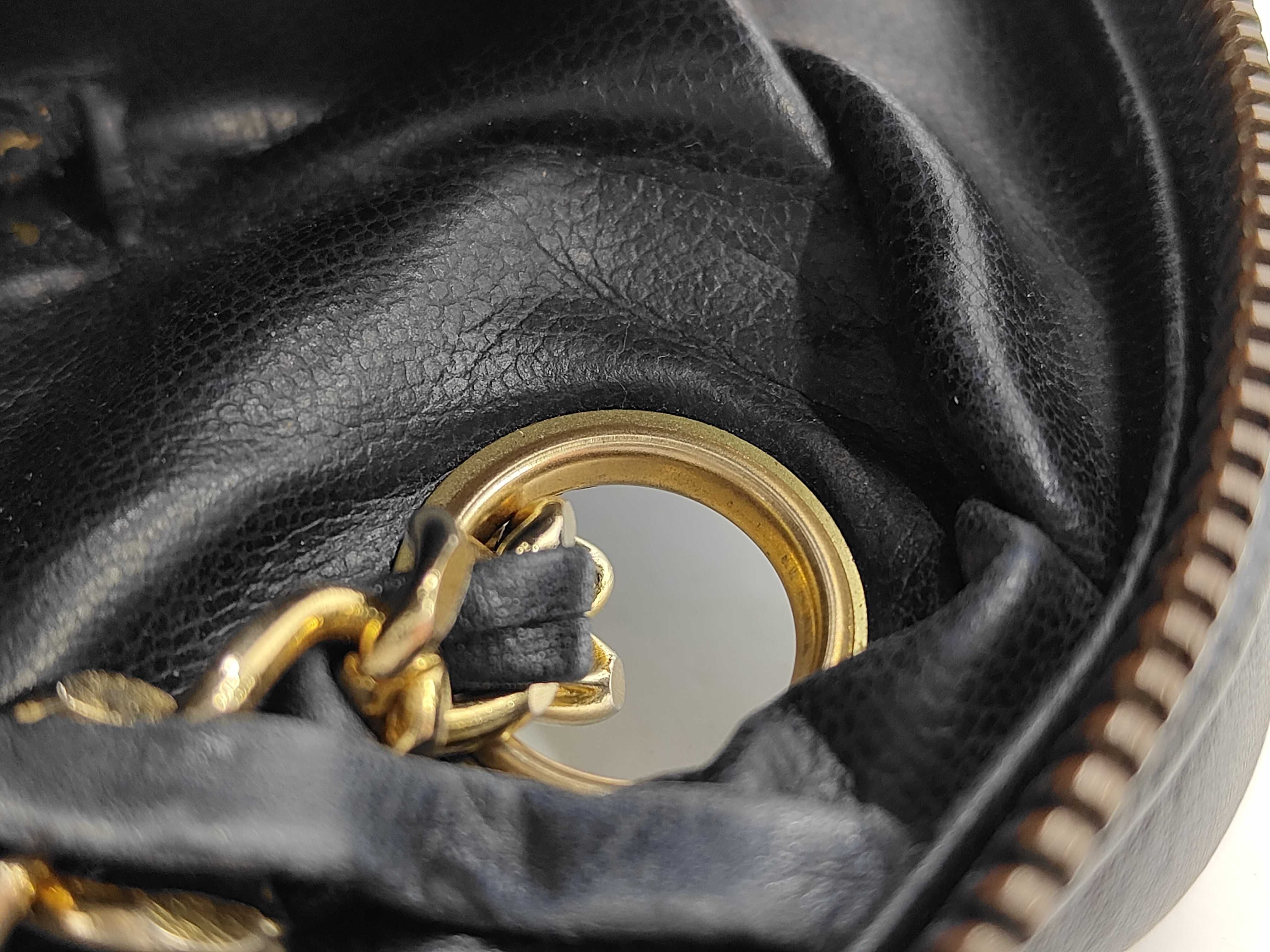 Shoulder Bag, V-Stitch, Navy Gold — view 12