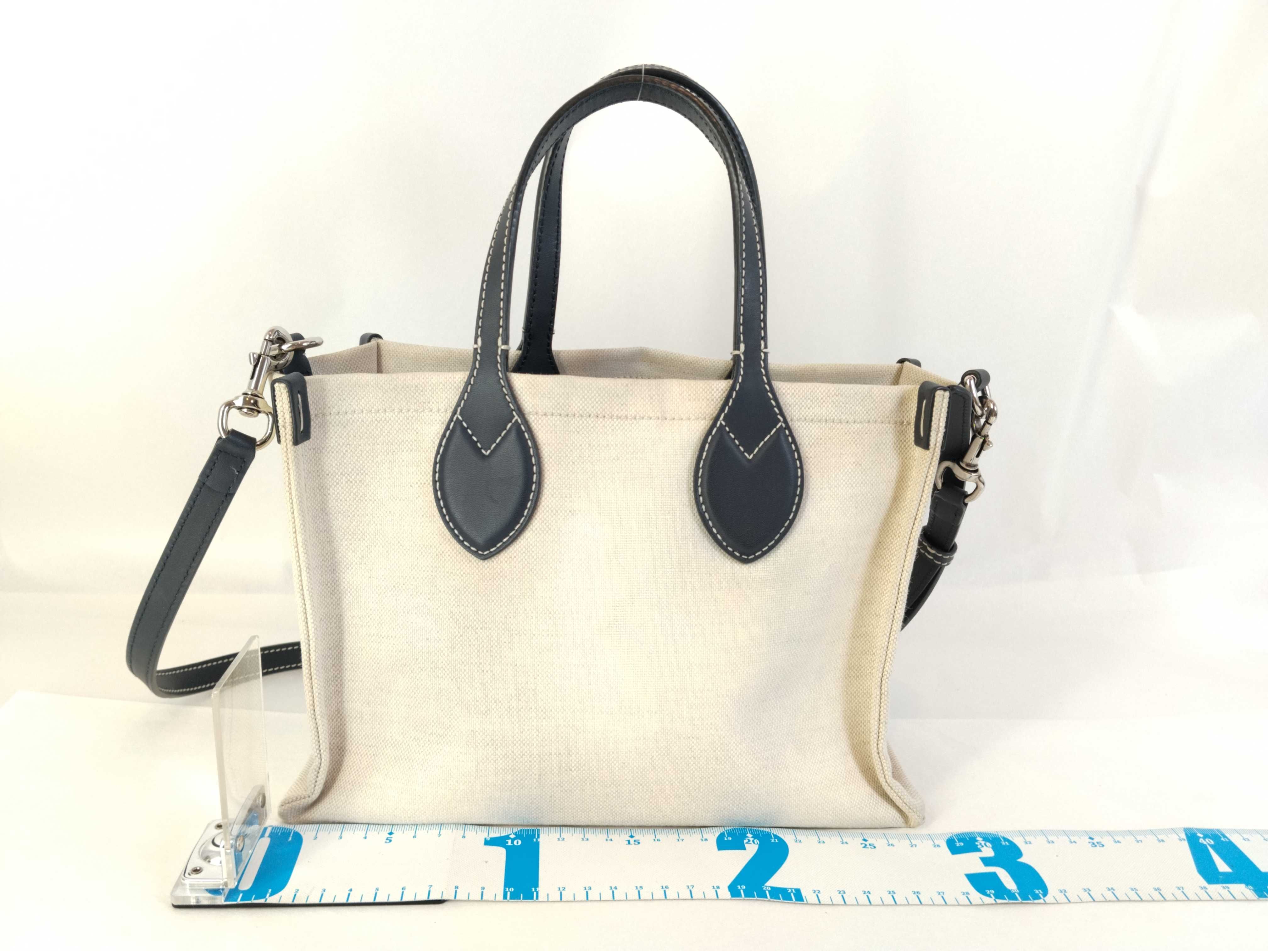 Logo Print Canvas x Leather 2-Way Handbag Beige x Navy 772144 Handbag — view 2