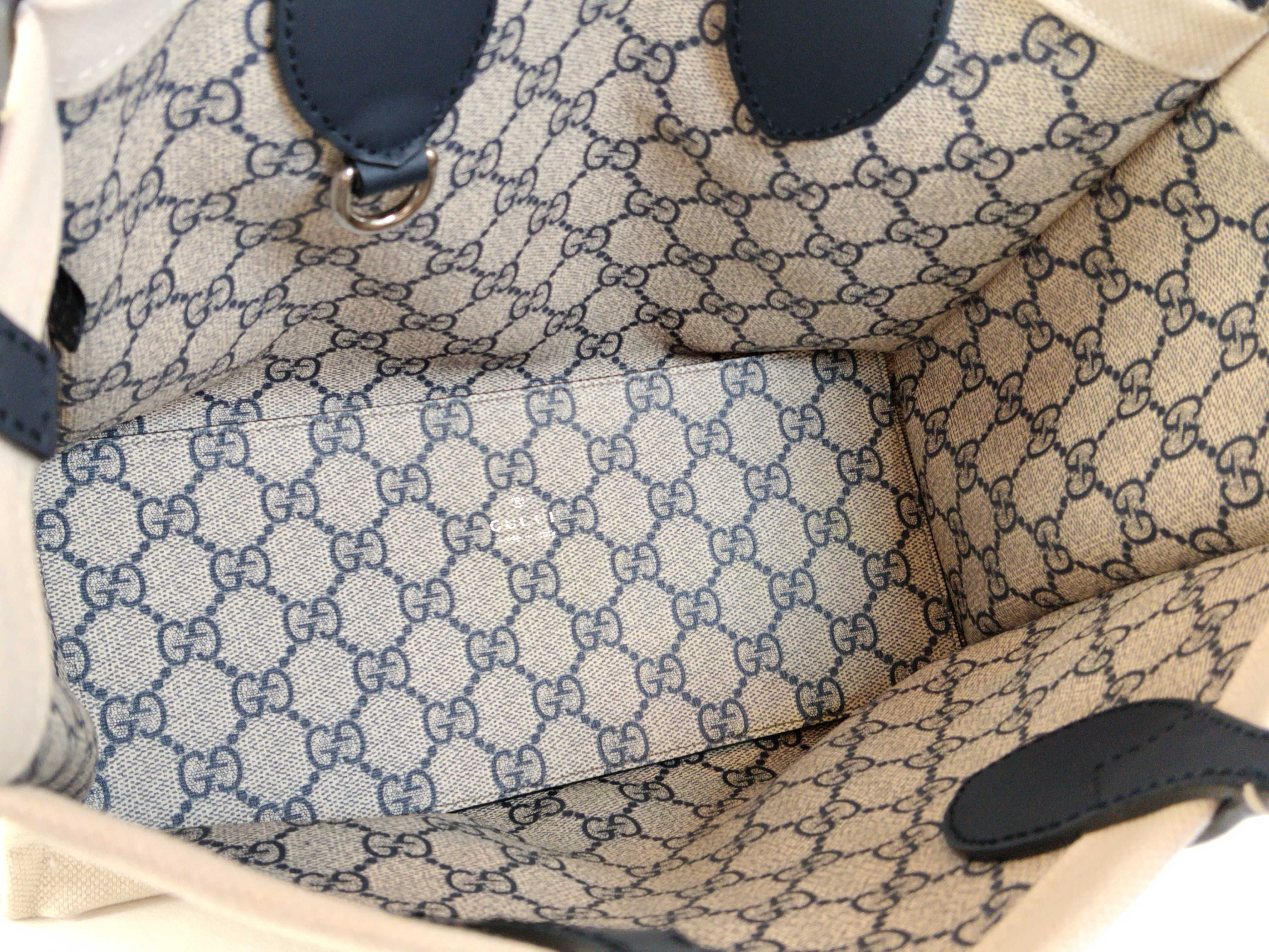 Logo Print Canvas x Leather 2-Way Handbag Beige x Navy 772144 Handbag — view 9