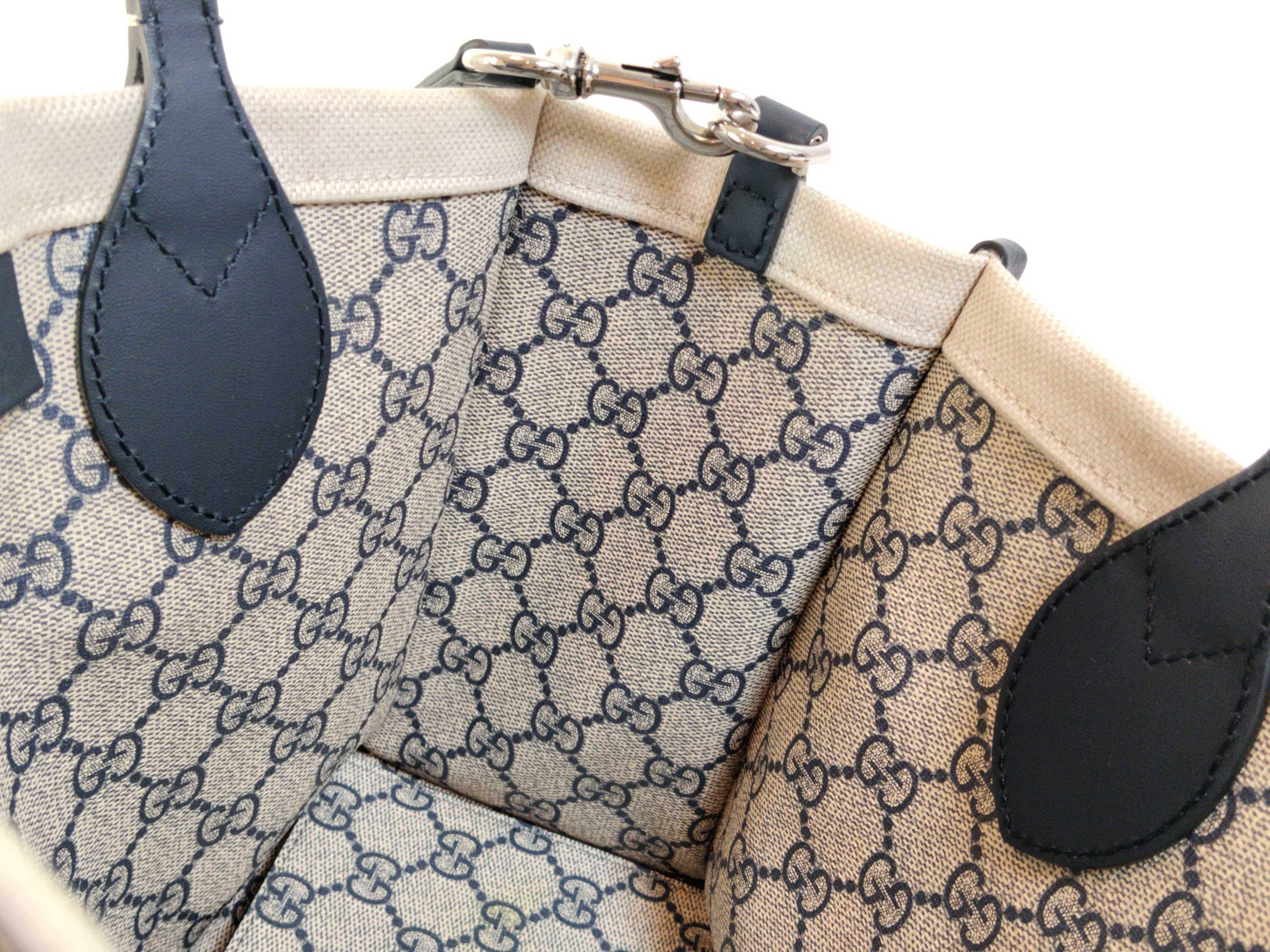 Logo Print Canvas x Leather 2-Way Handbag Beige x Navy 772144 Handbag — view 10