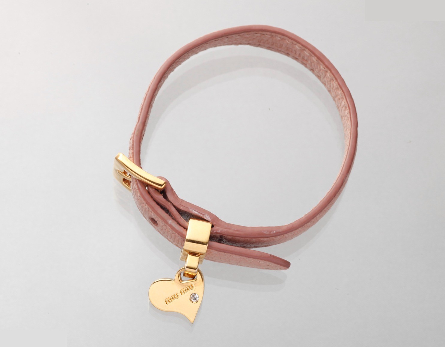 Heart-shaped rhinestone bracelet/bangle (leather/fabric), wrist circumference approximately 17cm — view 2