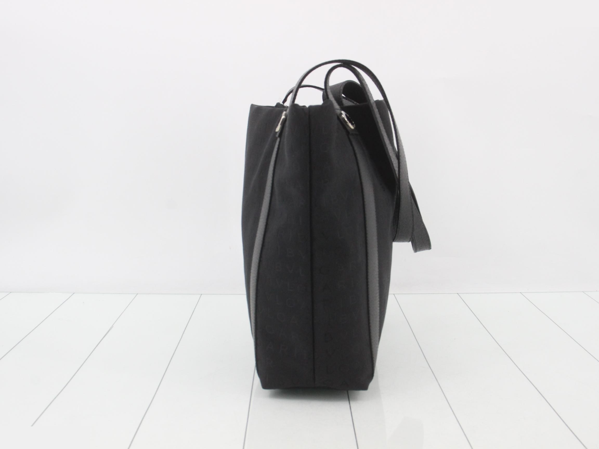 Canvas and leather tote bag, black — view 3