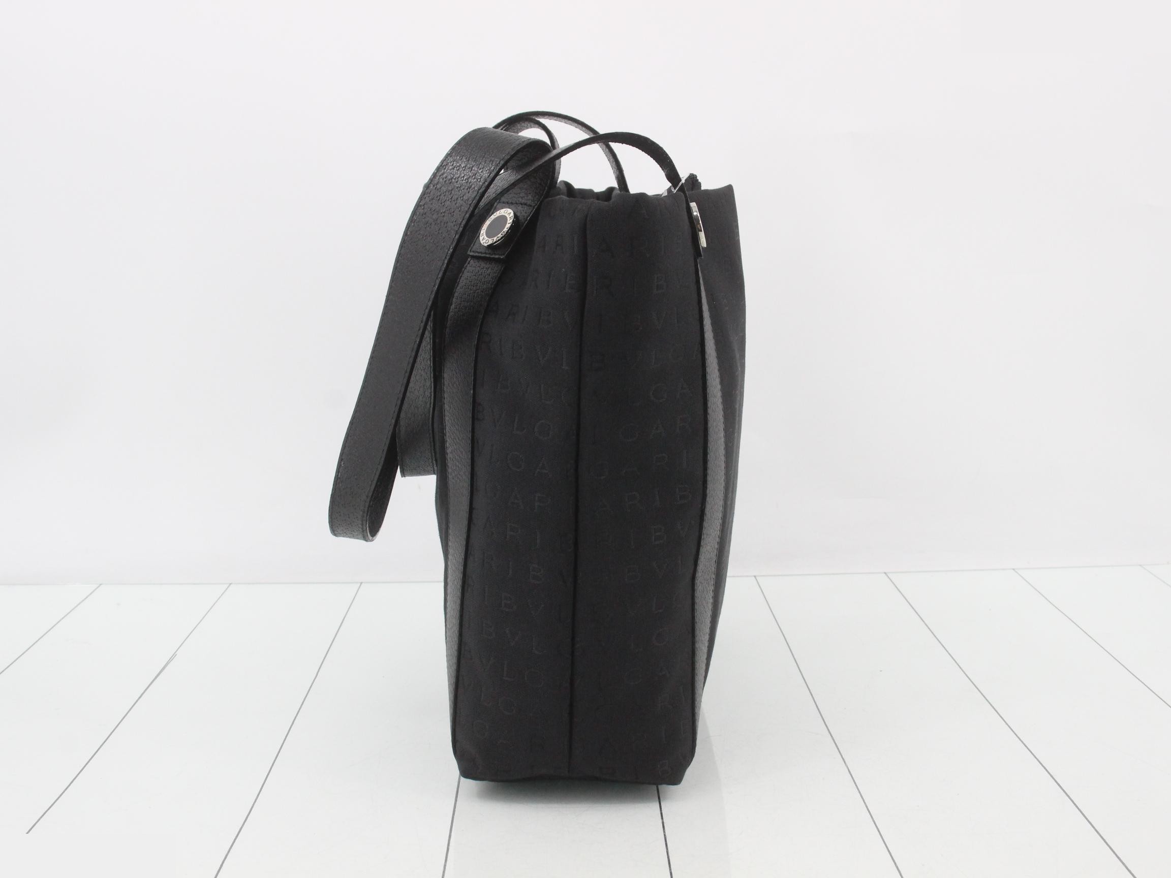 Canvas and leather tote bag, black — view 4