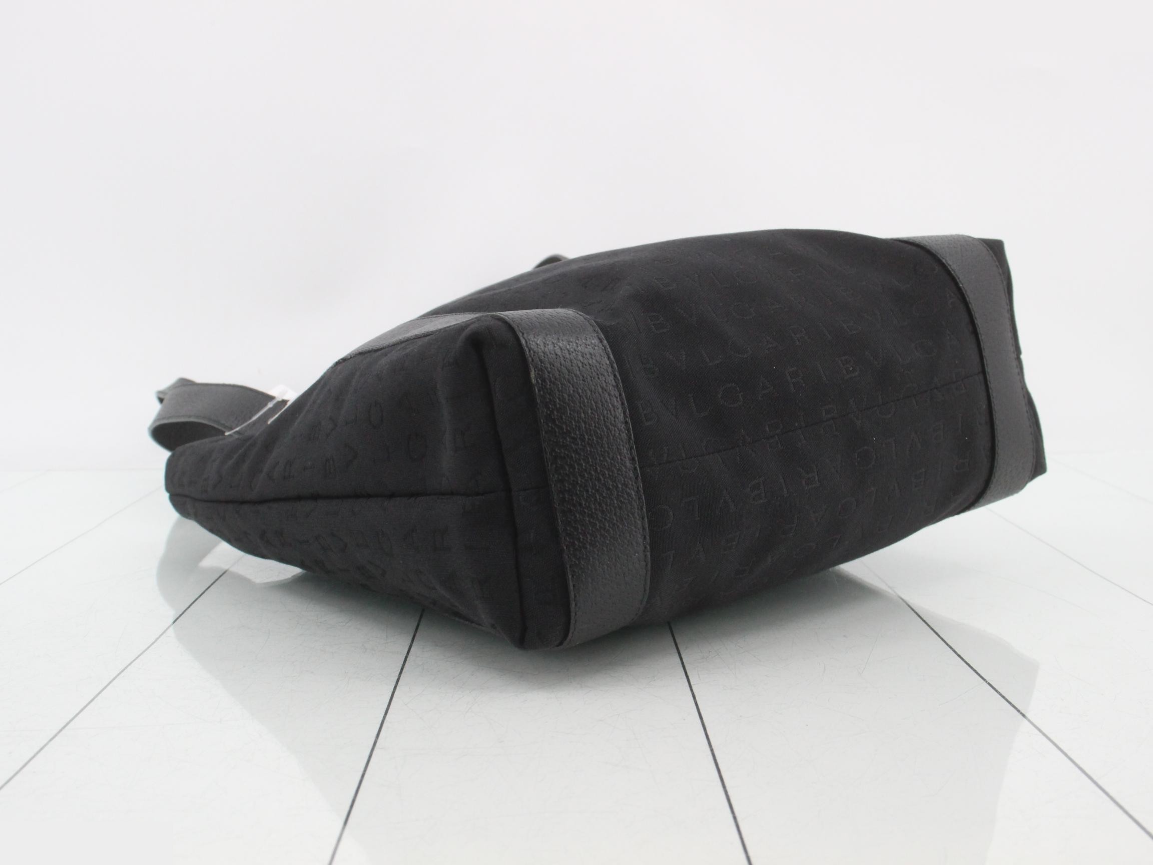 Canvas and leather tote bag, black — view 5