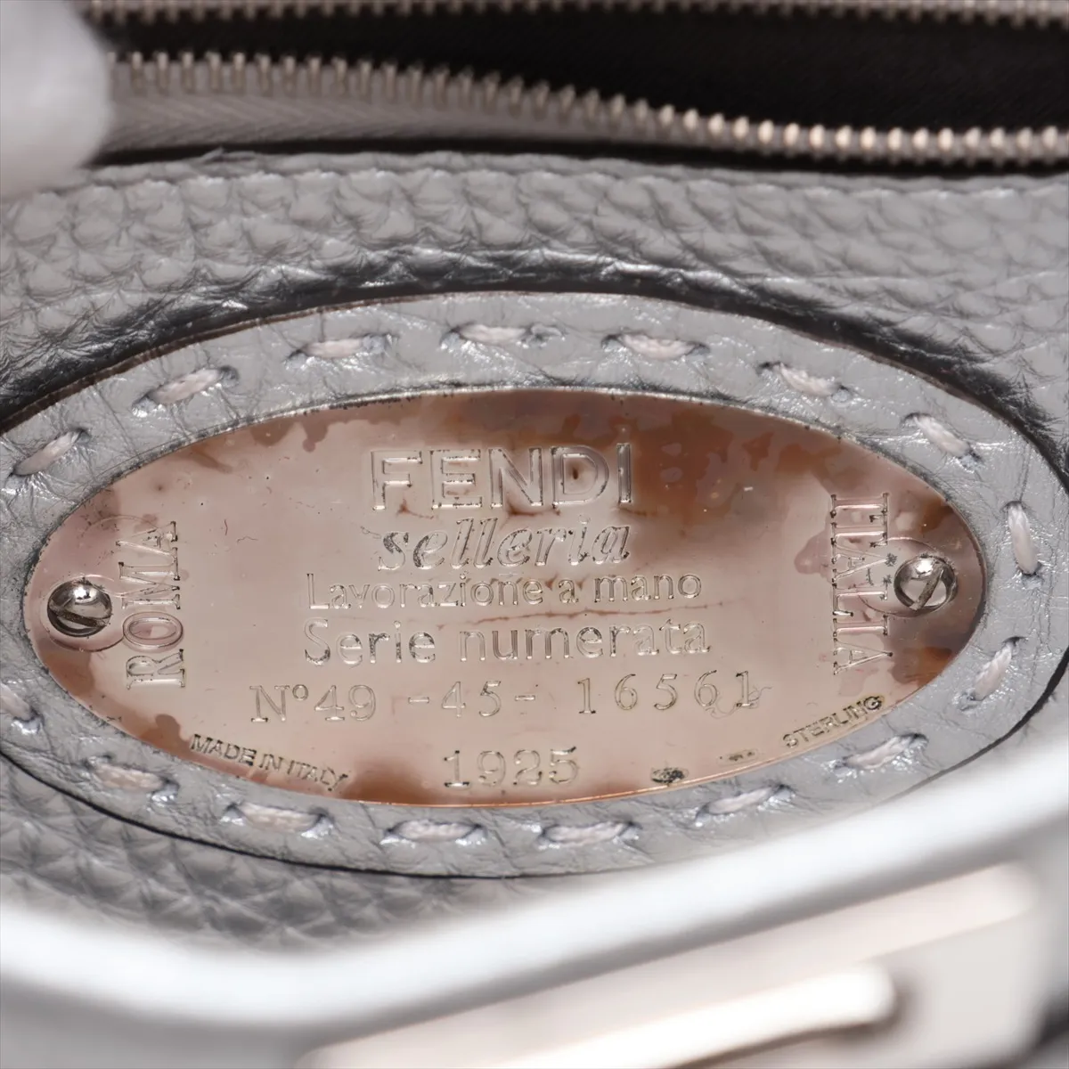 Selleria Mini Peekaboo 8BN244 Leather 2-Way Handbag, Silver — view 11
