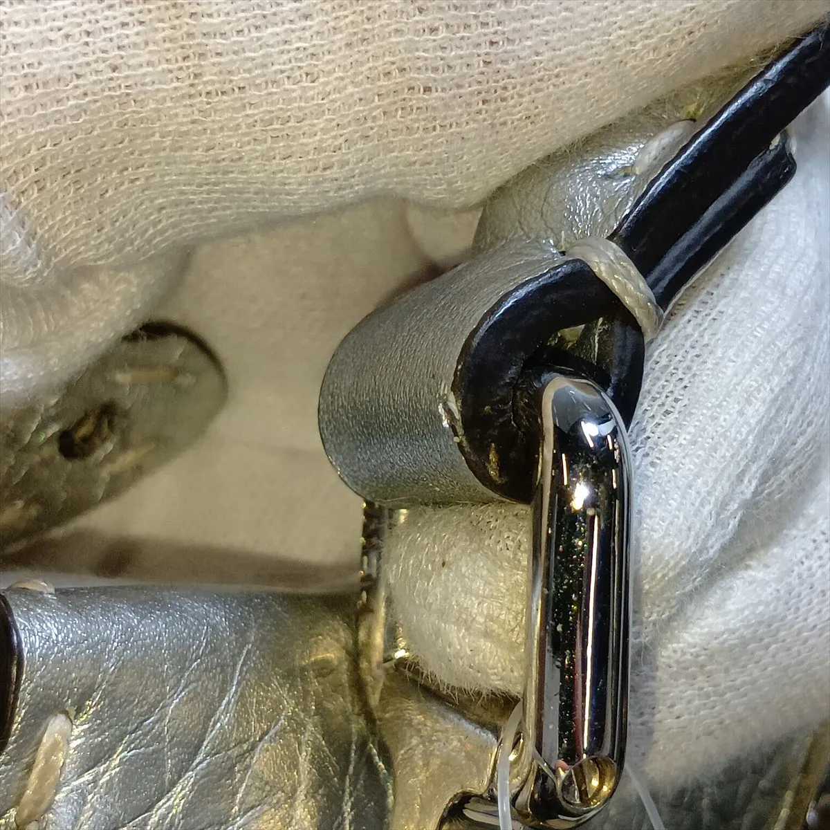 Selleria Mini Peekaboo 8BN244 Leather 2-Way Handbag, Silver — view 14