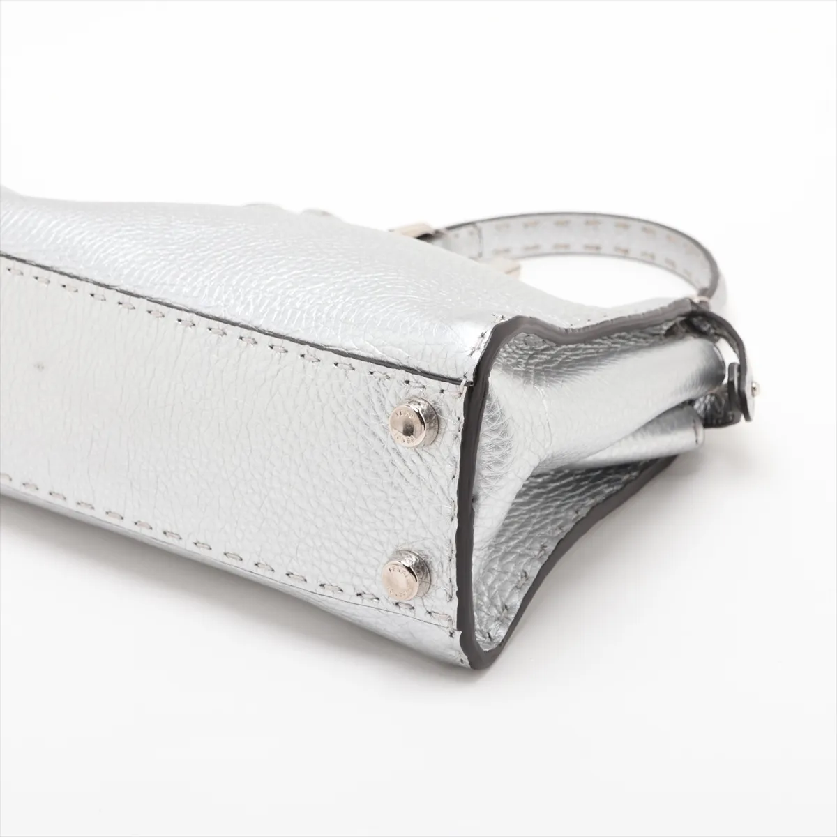Selleria Mini Peekaboo 8BN244 Leather 2-Way Handbag, Silver — view 3