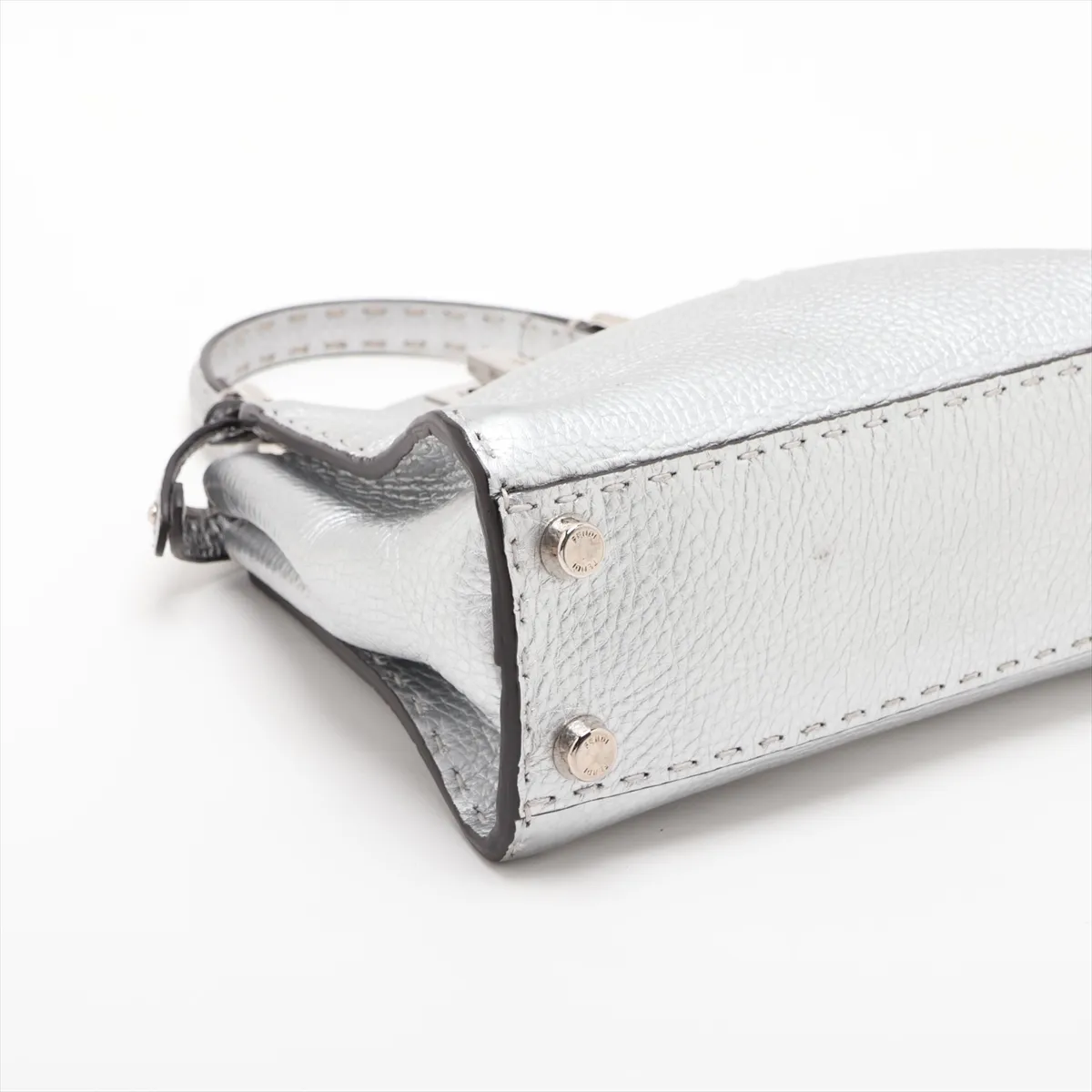 Selleria Mini Peekaboo 8BN244 Leather 2-Way Handbag, Silver — view 4