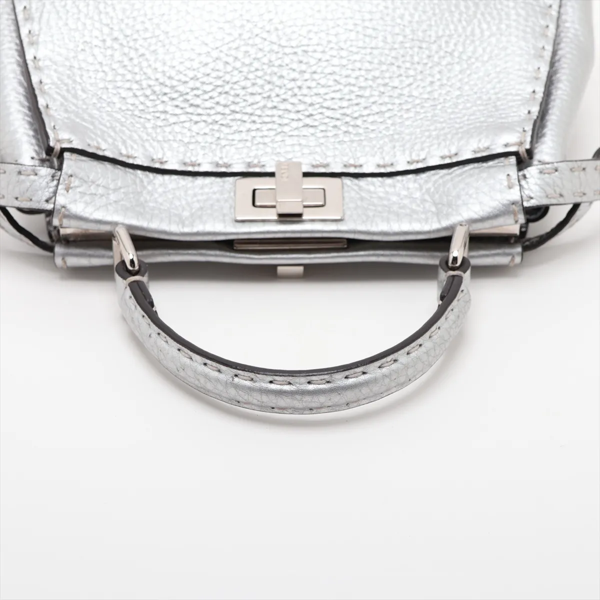 Selleria Mini Peekaboo 8BN244 Leather 2-Way Handbag, Silver — view 5