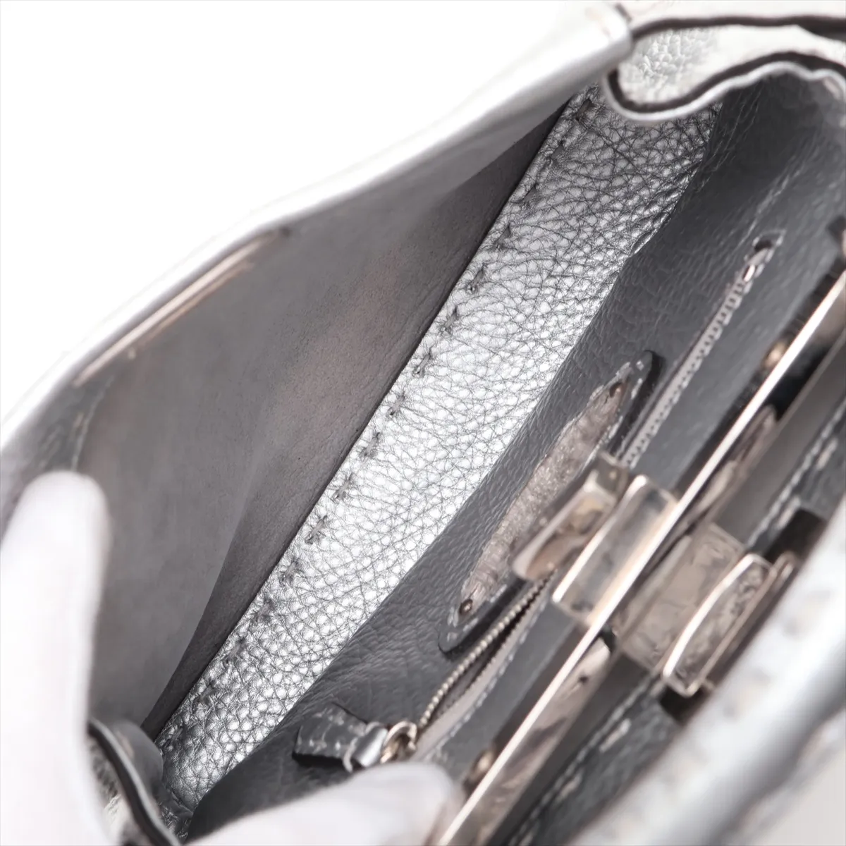 Selleria Mini Peekaboo 8BN244 Leather 2-Way Handbag, Silver — view 8