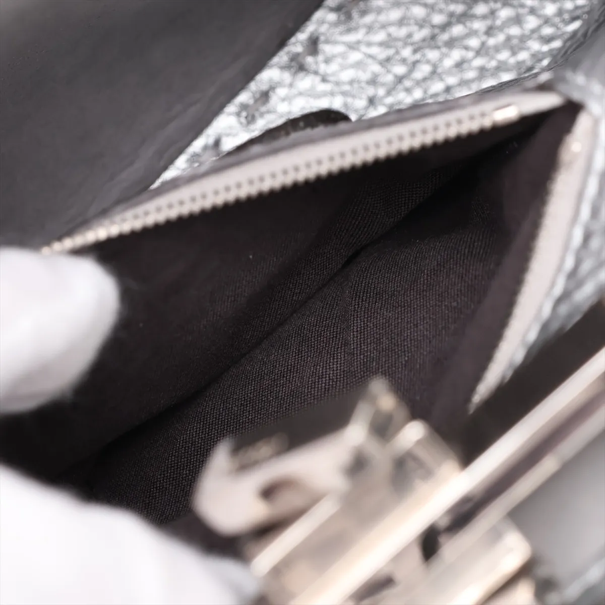 Selleria Mini Peekaboo 8BN244 Leather 2-Way Handbag, Silver — view 10