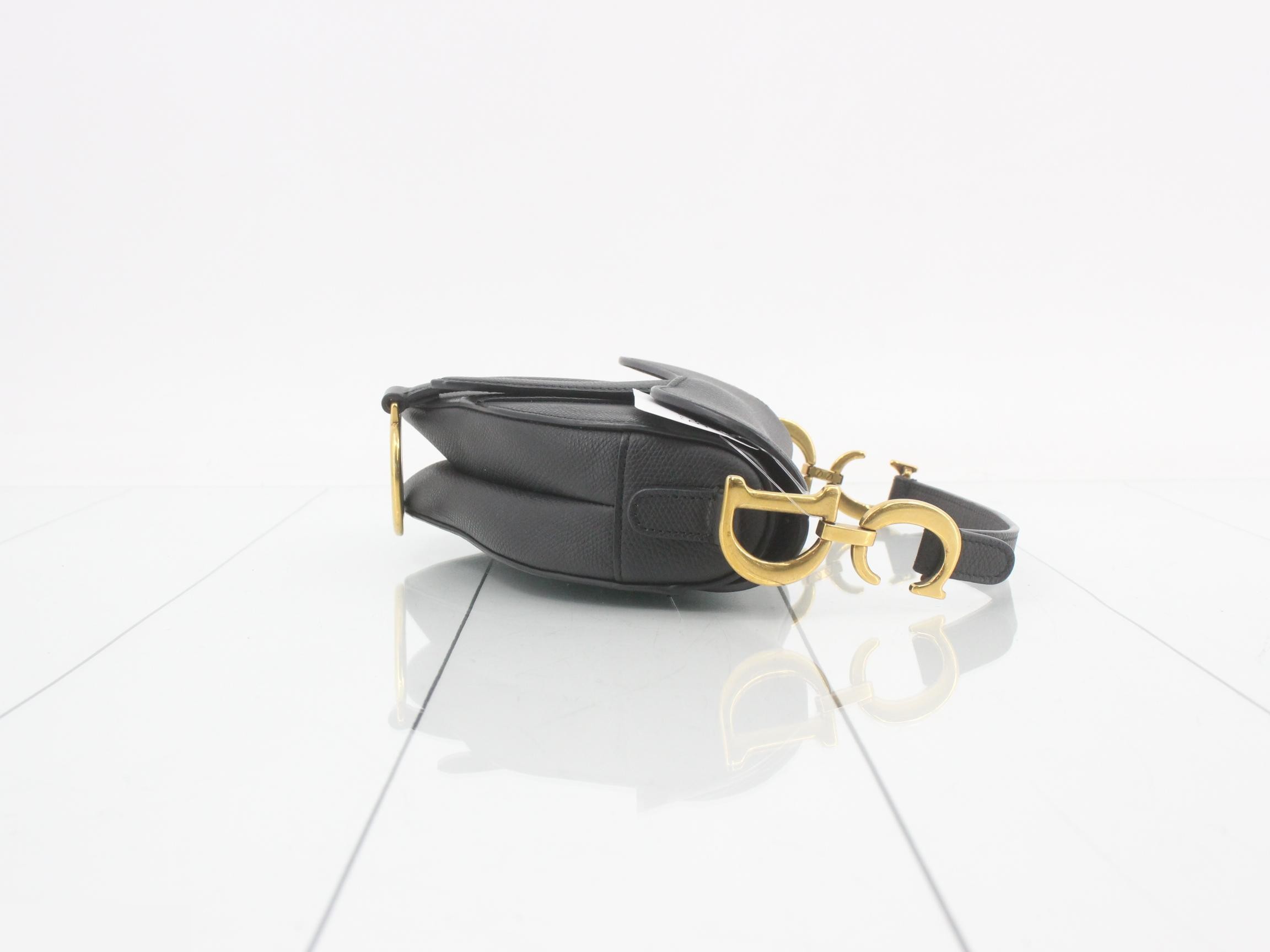 Saddle Leather Handbag, Black — view 3