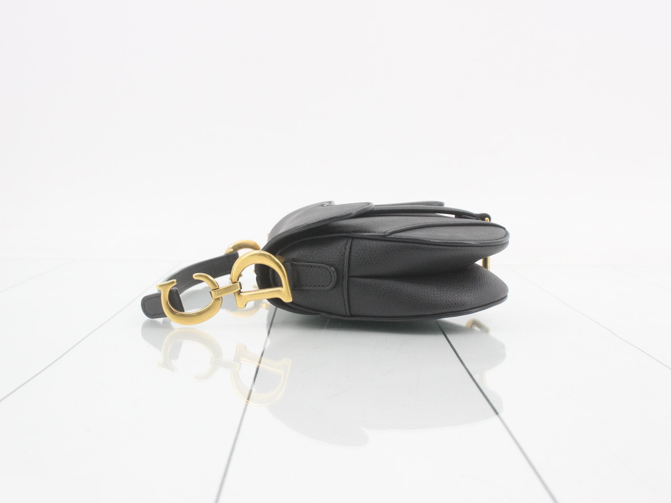 Saddle Leather Handbag, Black — view 4