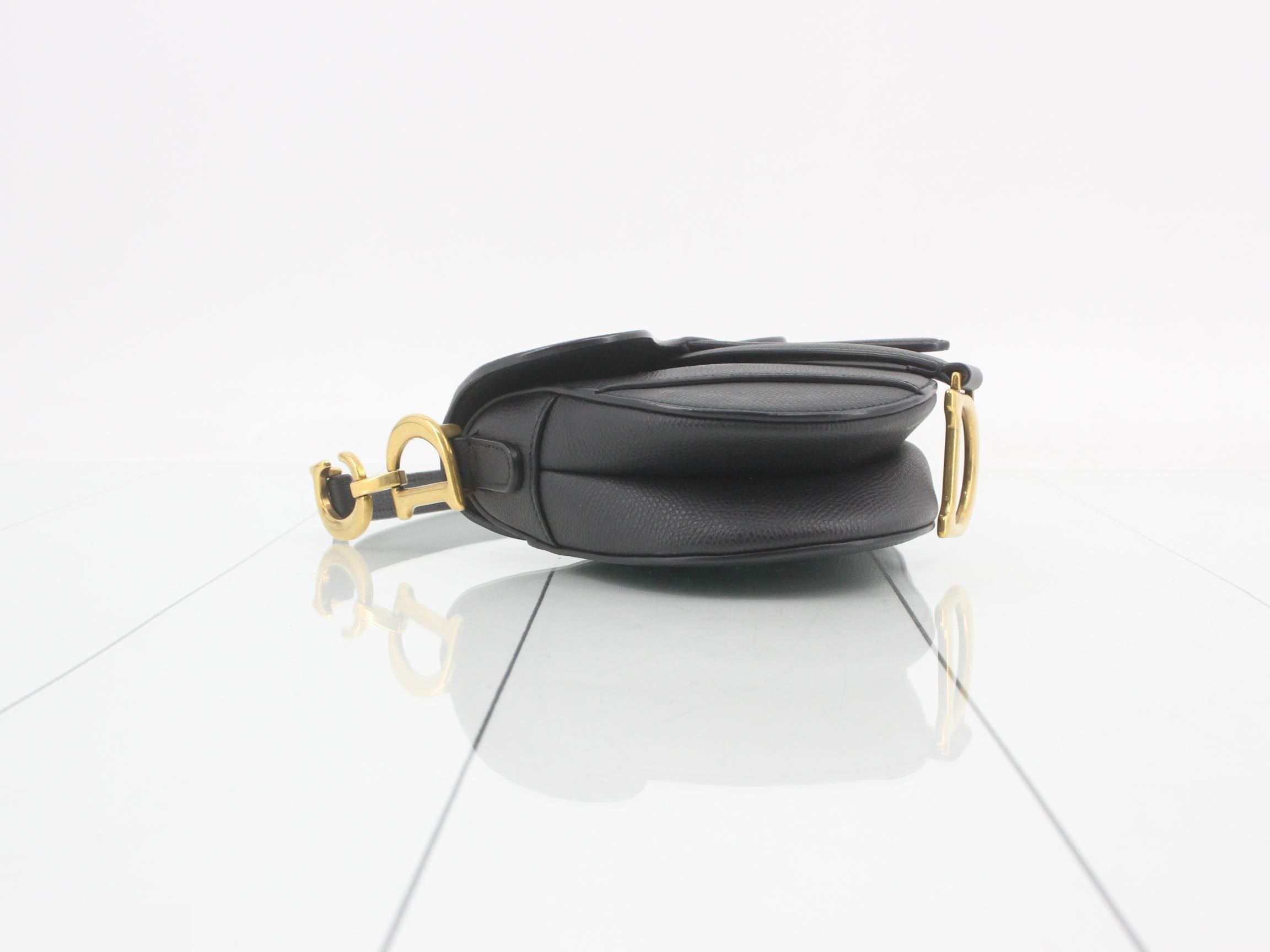 Saddle Leather Handbag, Black — view 5