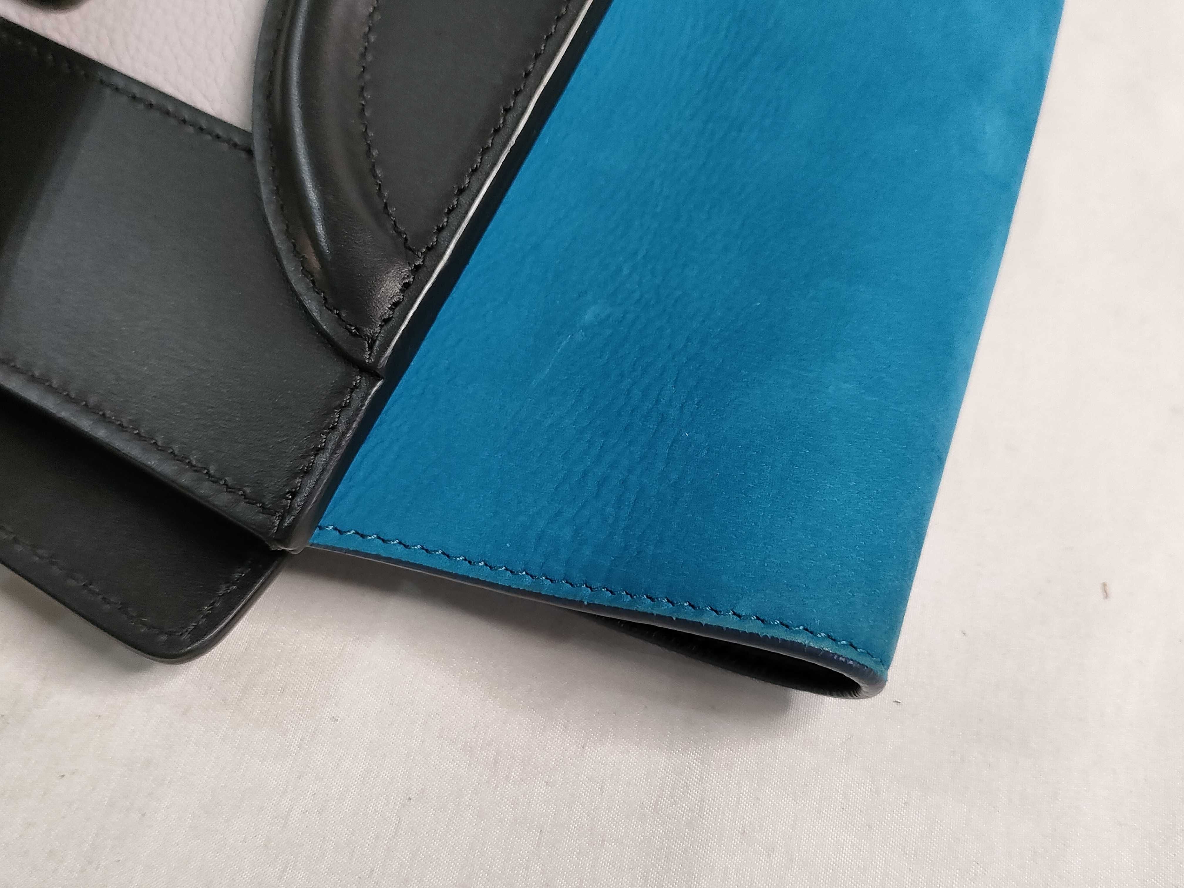 Luggage Micro Shopper Tricolor Handbag (Ice Grey x Black x Sky Blue) — view 15