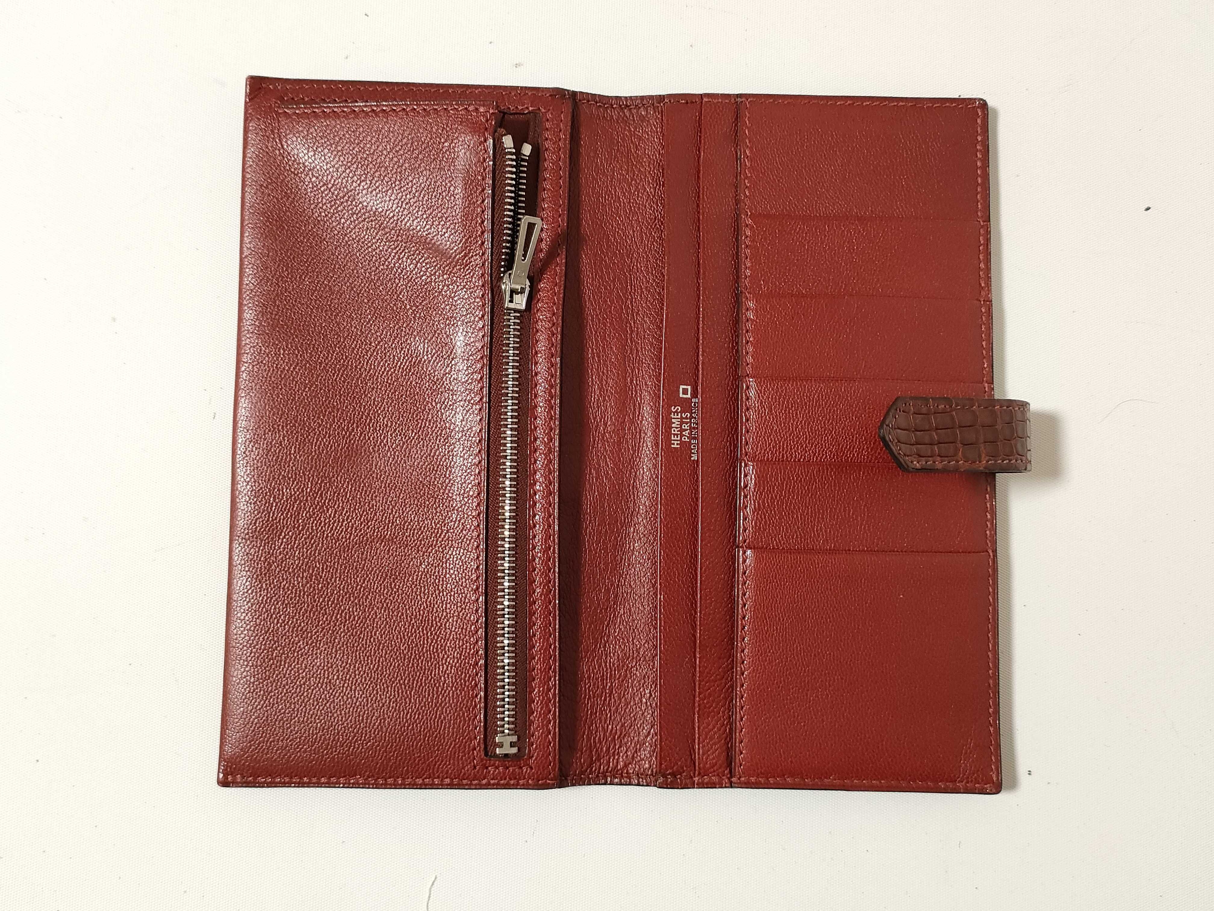 Bearn Classic Alligator Wallet E Rouge Silver Hardware — view 11