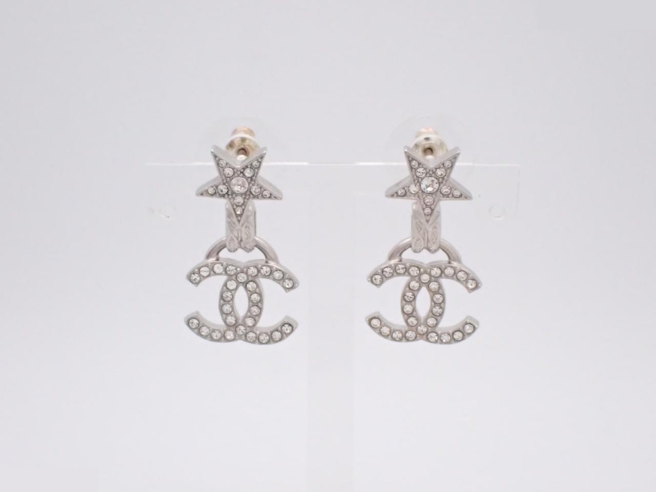 Coco Mark Star Earrings F24B Silver Color