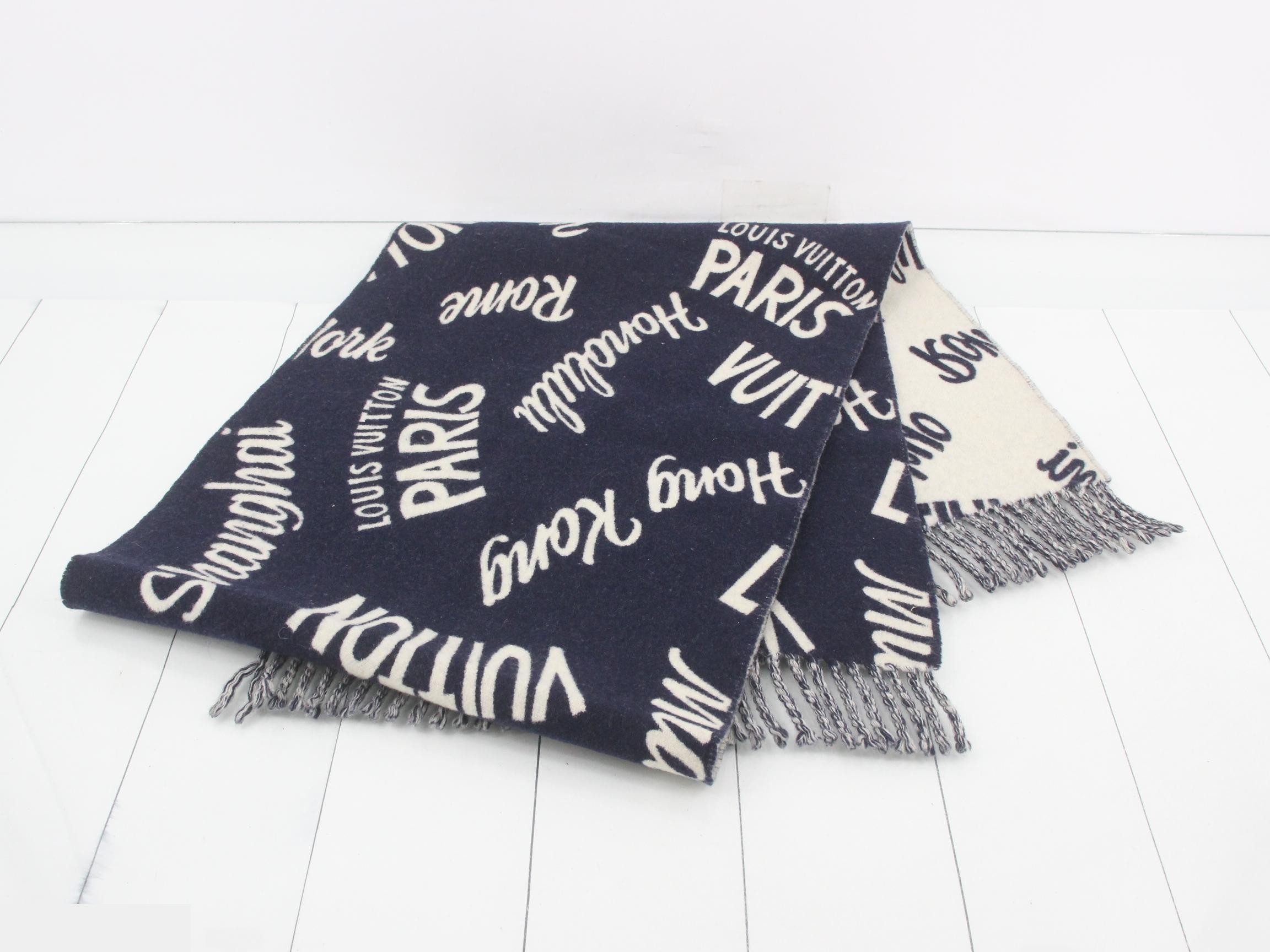 All-over print stole, with tag, navy. — view 3