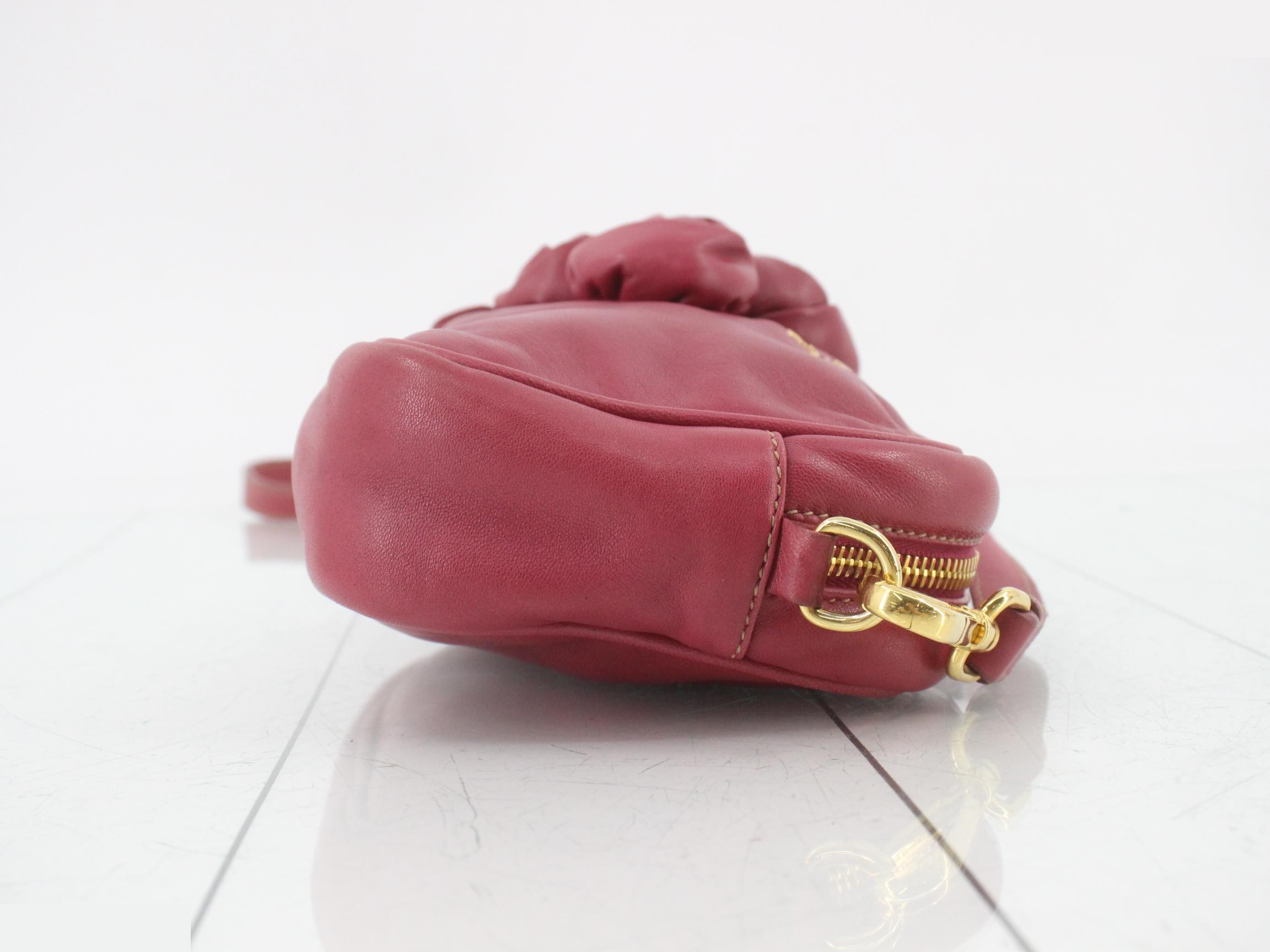 Leather Nappa Rose Shoulder Bag, Rose Pink, Gold Hardware — view 3