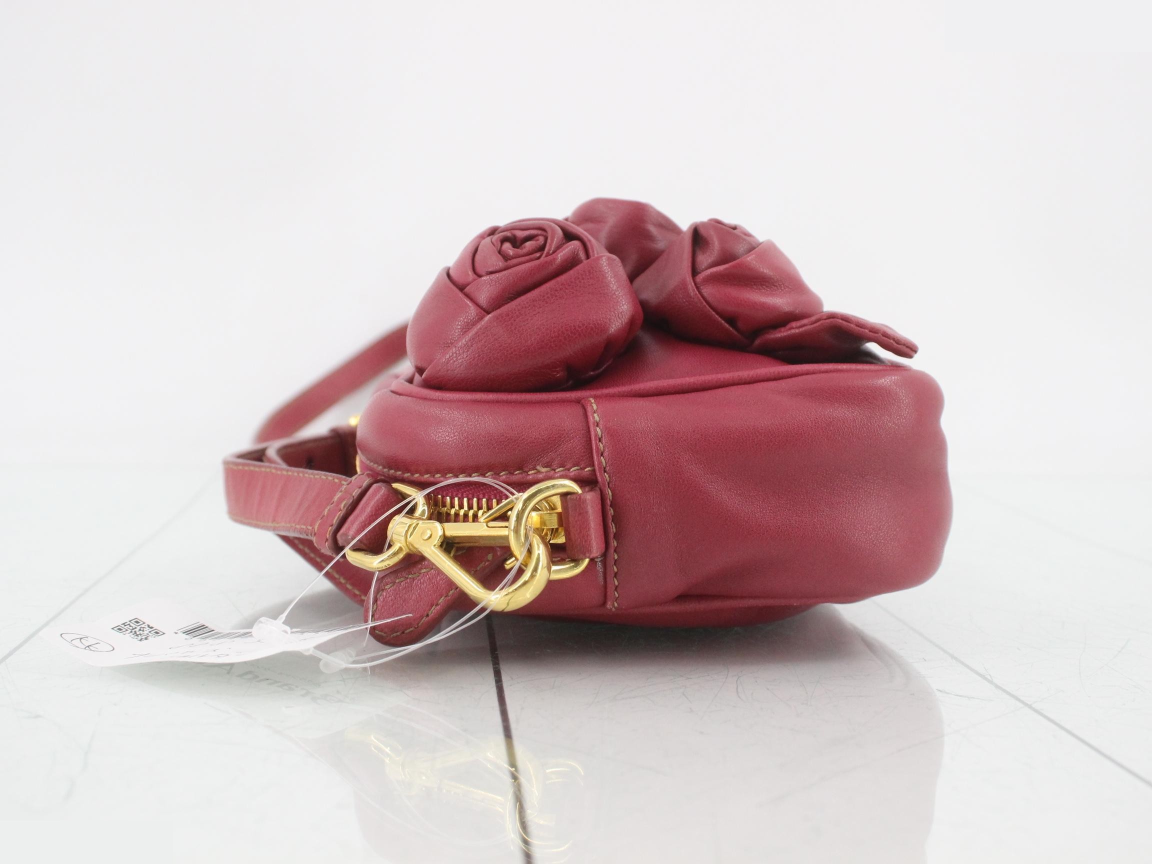 Leather Nappa Rose Shoulder Bag, Rose Pink, Gold Hardware — view 4