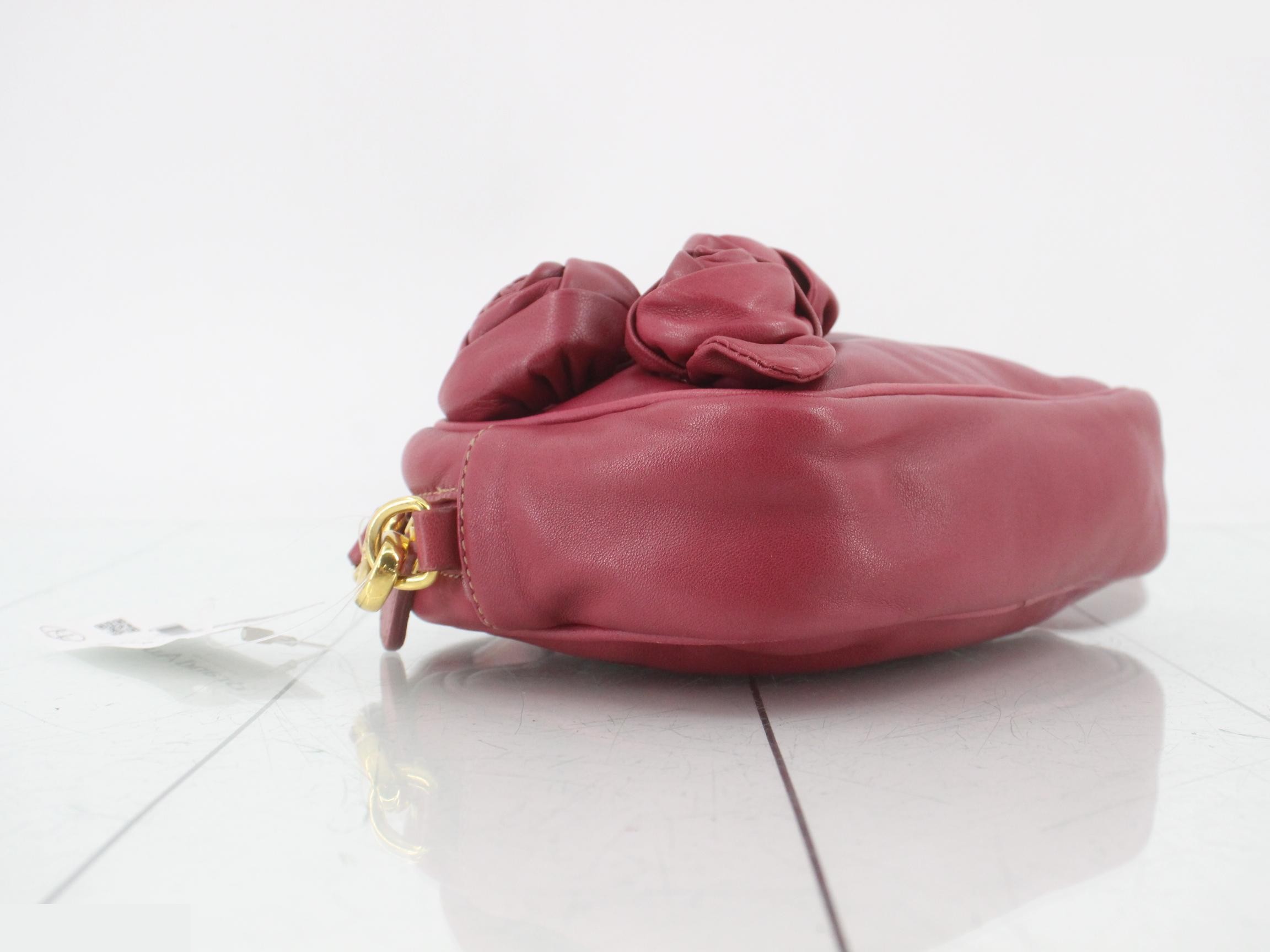 Leather Nappa Rose Shoulder Bag, Rose Pink, Gold Hardware — view 5