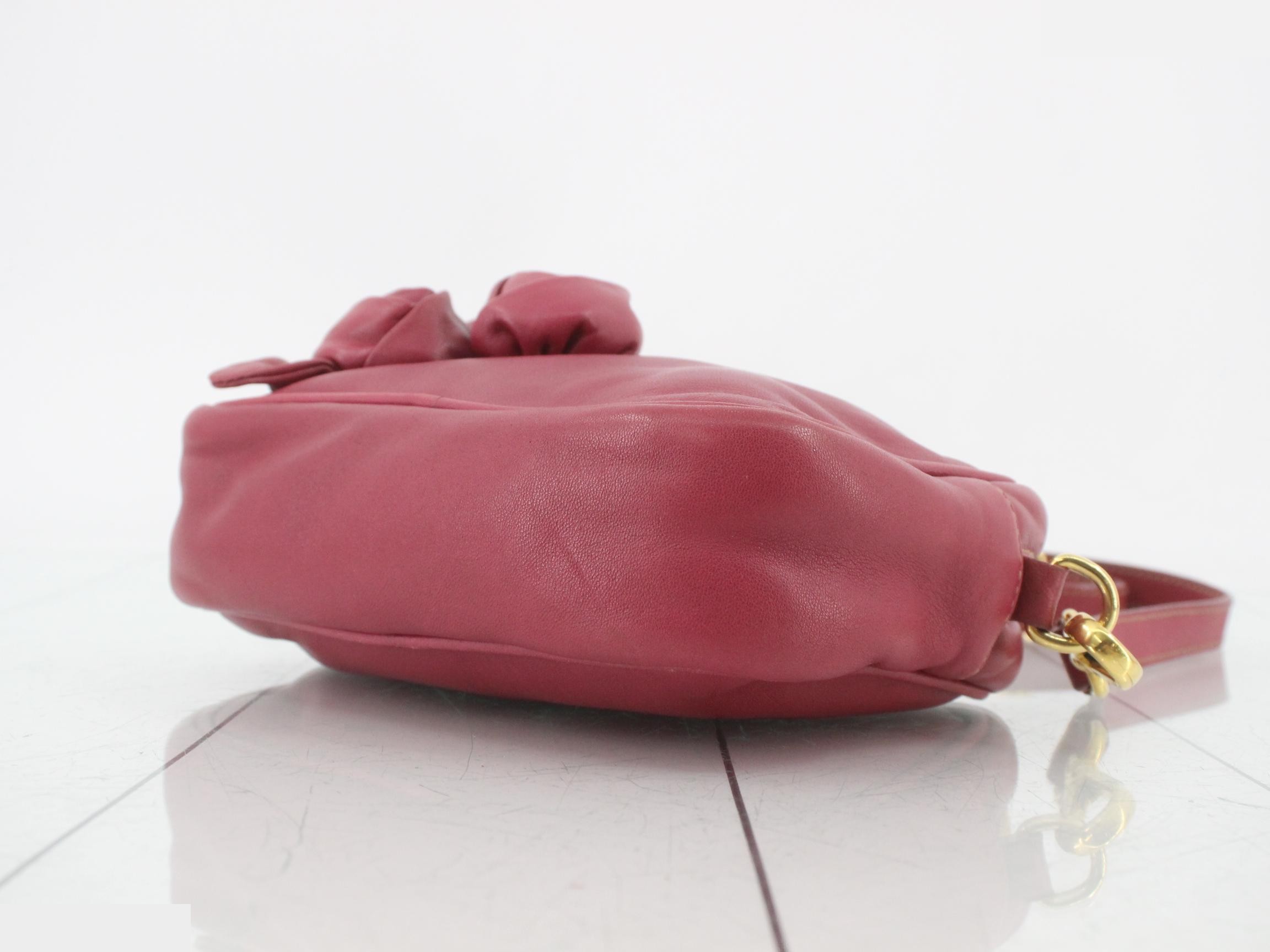 Leather Nappa Rose Shoulder Bag, Rose Pink, Gold Hardware — view 6