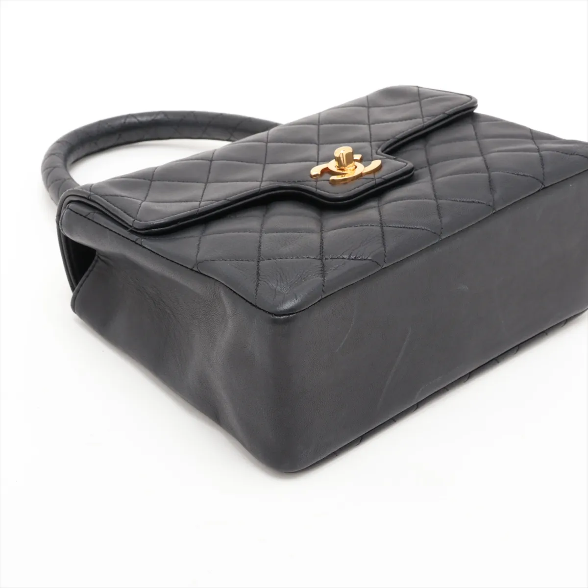 Matelassé Lambskin Handbag, Top Handle, Black with Gold Hardware, 2014963, Series 2 — view 4