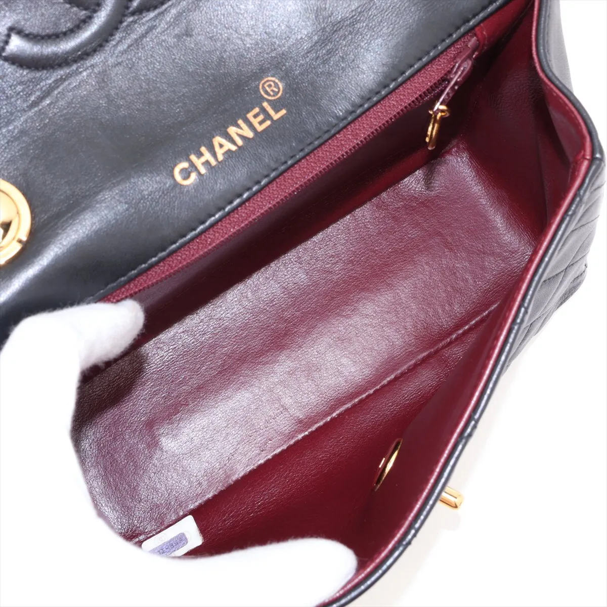 Matelassé Lambskin Handbag, Top Handle, Black with Gold Hardware, 2014963, Series 2 — view 7