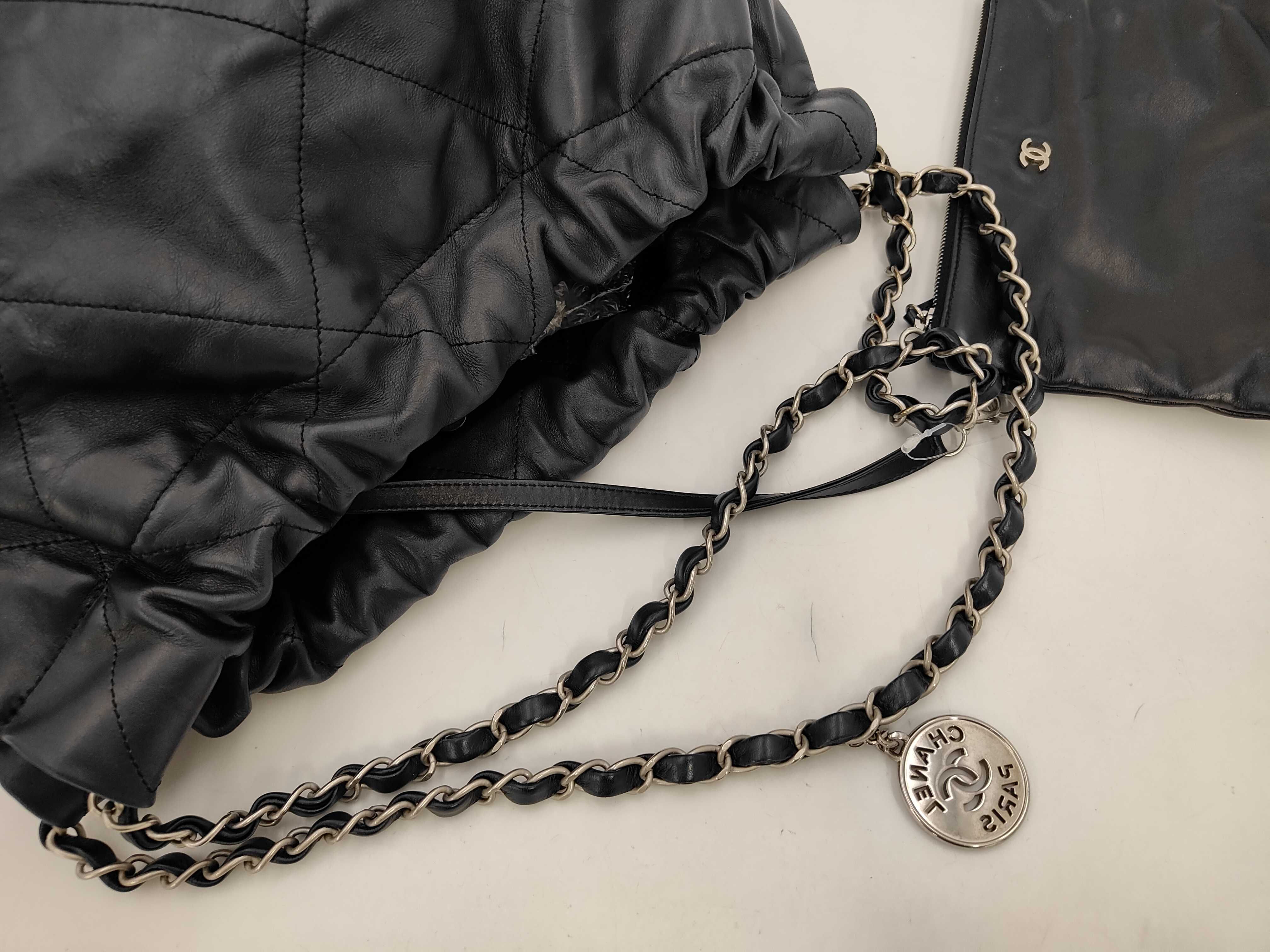 22 Random serial number Calfskin Navy Silver Hardware Handbag — view 5