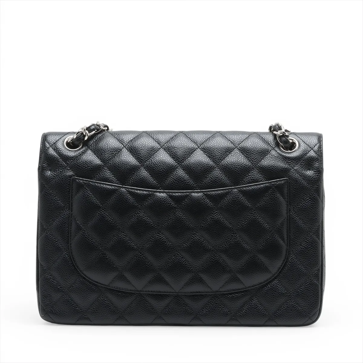 [Individually wrapped] Chanel Deca Matelasse 30 Large Caviar Skin Double Flap Double Chain Bag Black Silver Hardware 25375417 25th Series A58600 — view 2