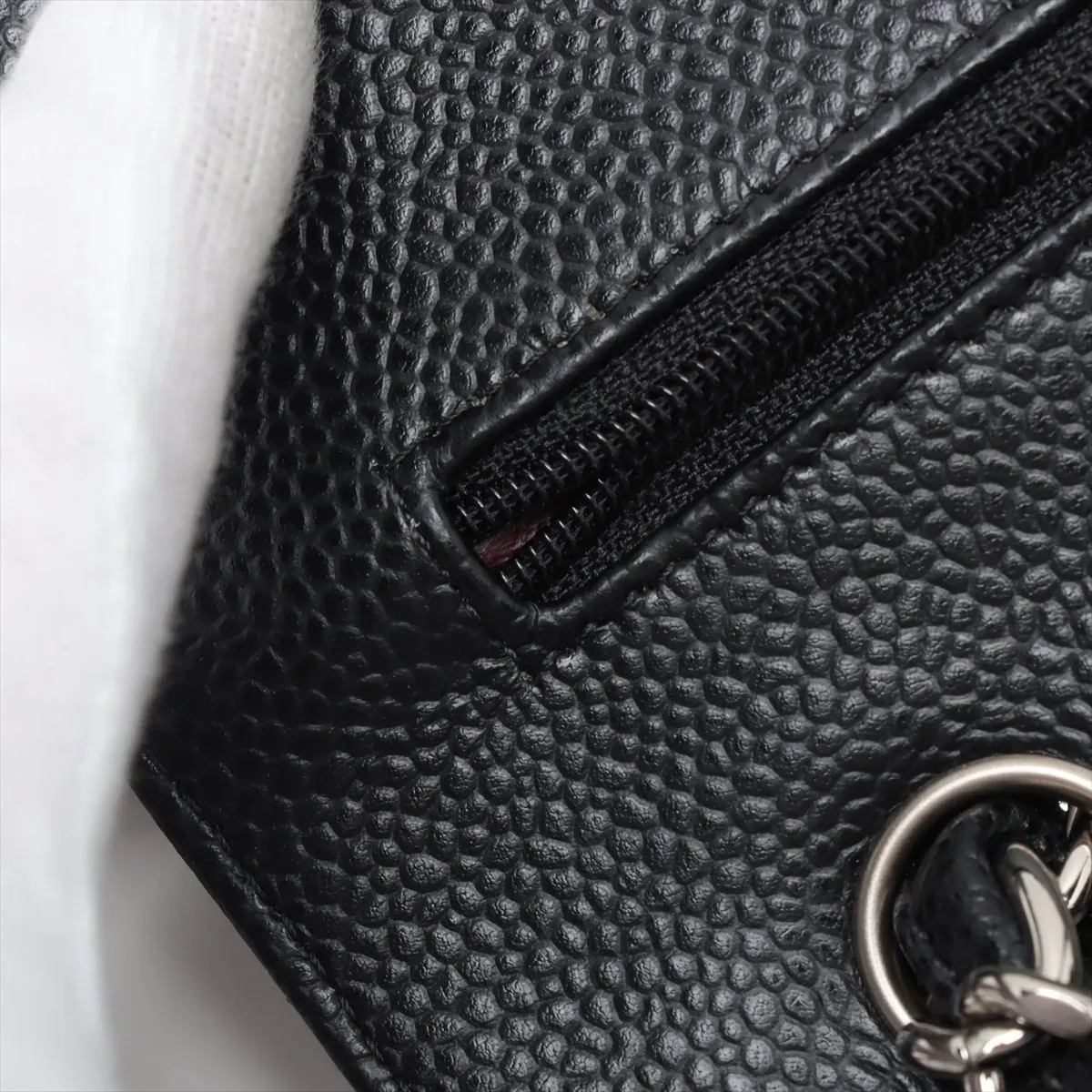 [Individually wrapped] Chanel Deca Matelasse 30 Large Caviar Skin Double Flap Double Chain Bag Black Silver Hardware 25375417 25th Series A58600 — view 12