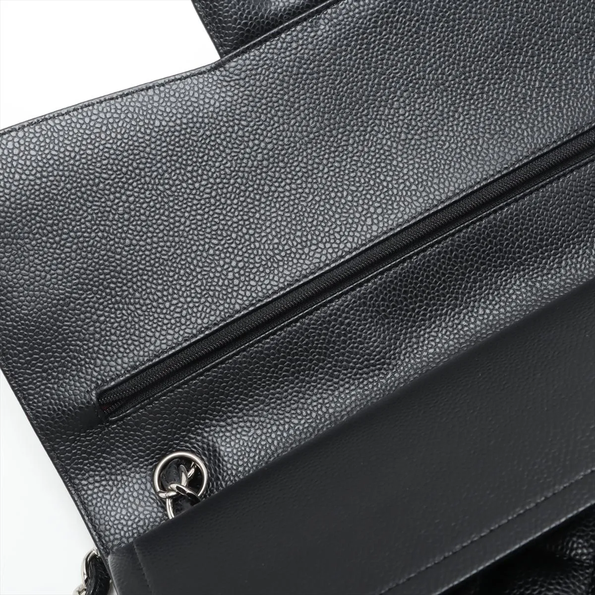 [Individually wrapped] Chanel Deca Matelasse 30 Large Caviar Skin Double Flap Double Chain Bag Black Silver Hardware 25375417 25th Series A58600 — view 13